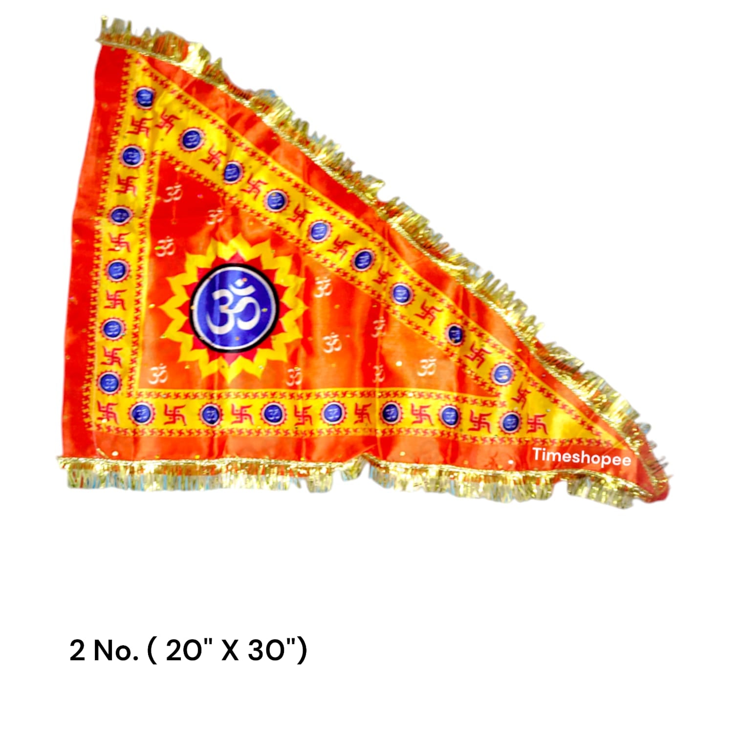 Orange Om Jhanda featuring the sacred Om symbol, perfect for spiritual decoration.