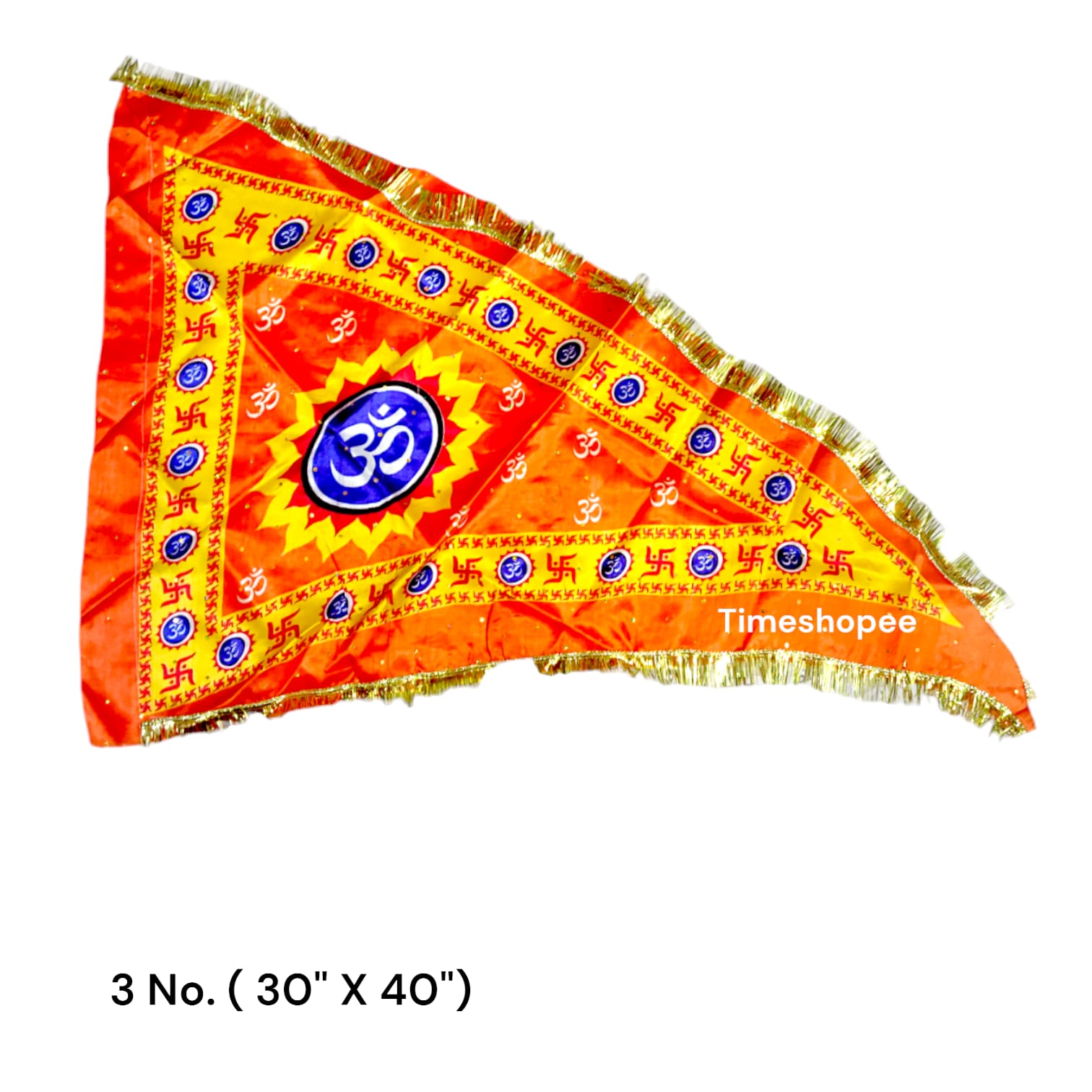 Orange Om Jhanda featuring the sacred Om symbol, perfect for spiritual decoration.