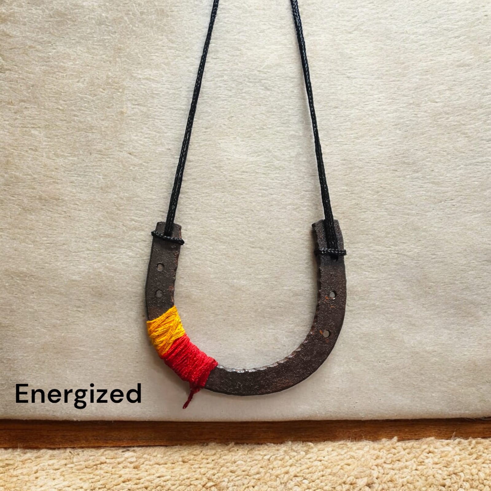 Original black horse shoe with ring from Timeshopee, a symbol of protection and prosperity