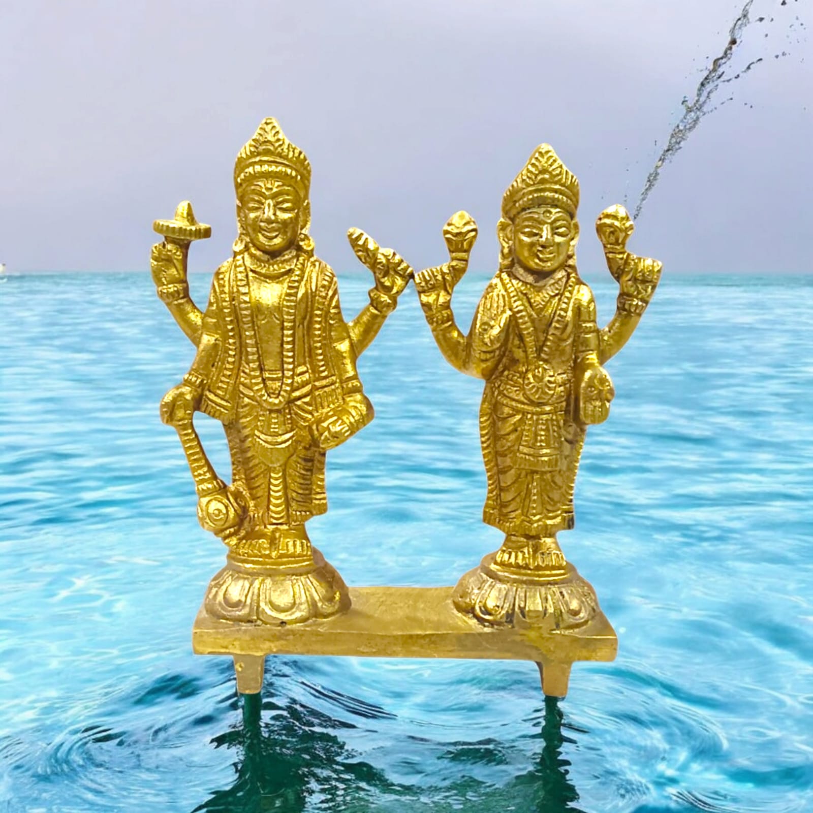 Pair of beautifully crafted Lakshmi Narayan brass idols from Timeshopee