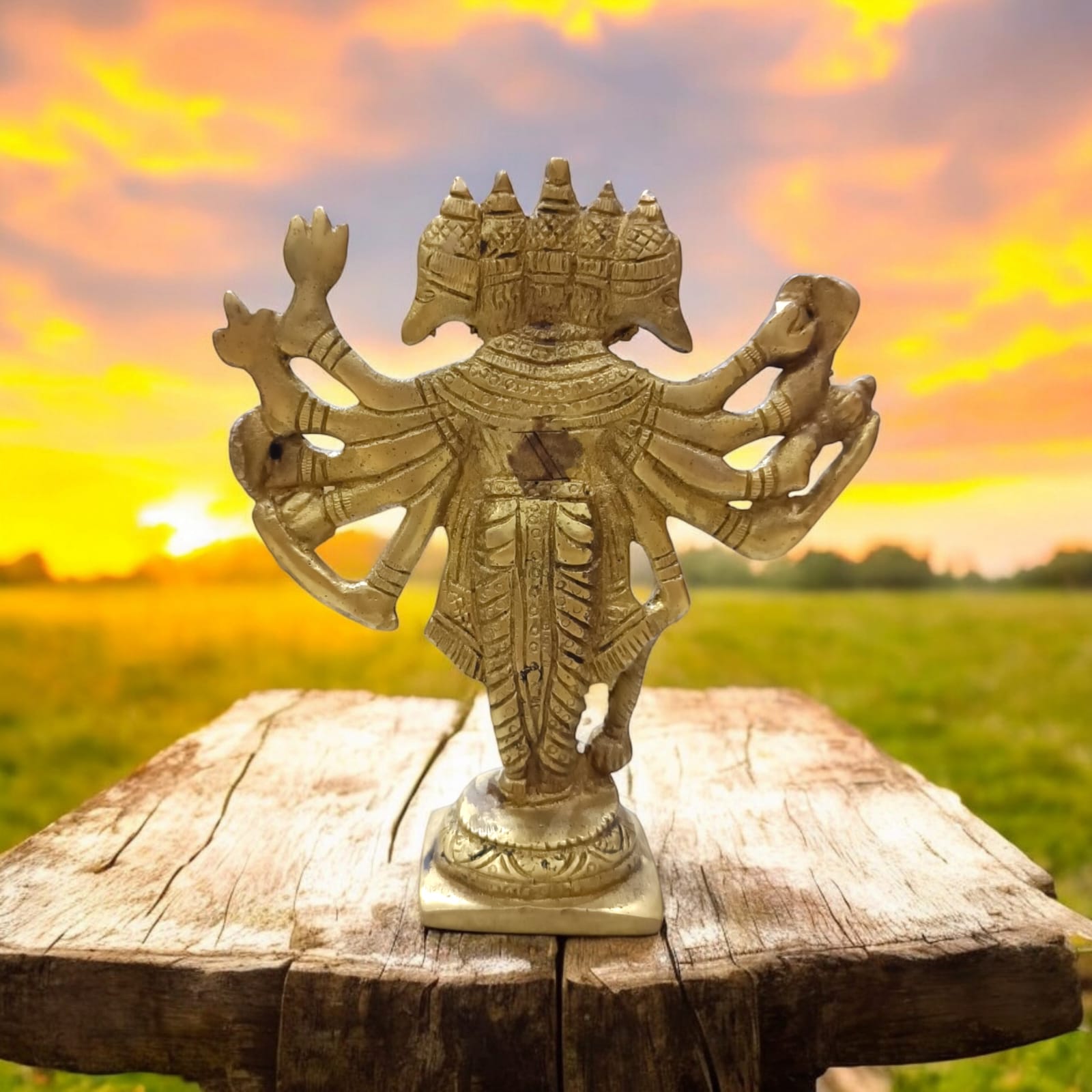 Panchmukhi Hanuman Ji Brass Idol - Intricately Designed Hanuman Statue by Timeshopee-Online Religious Store