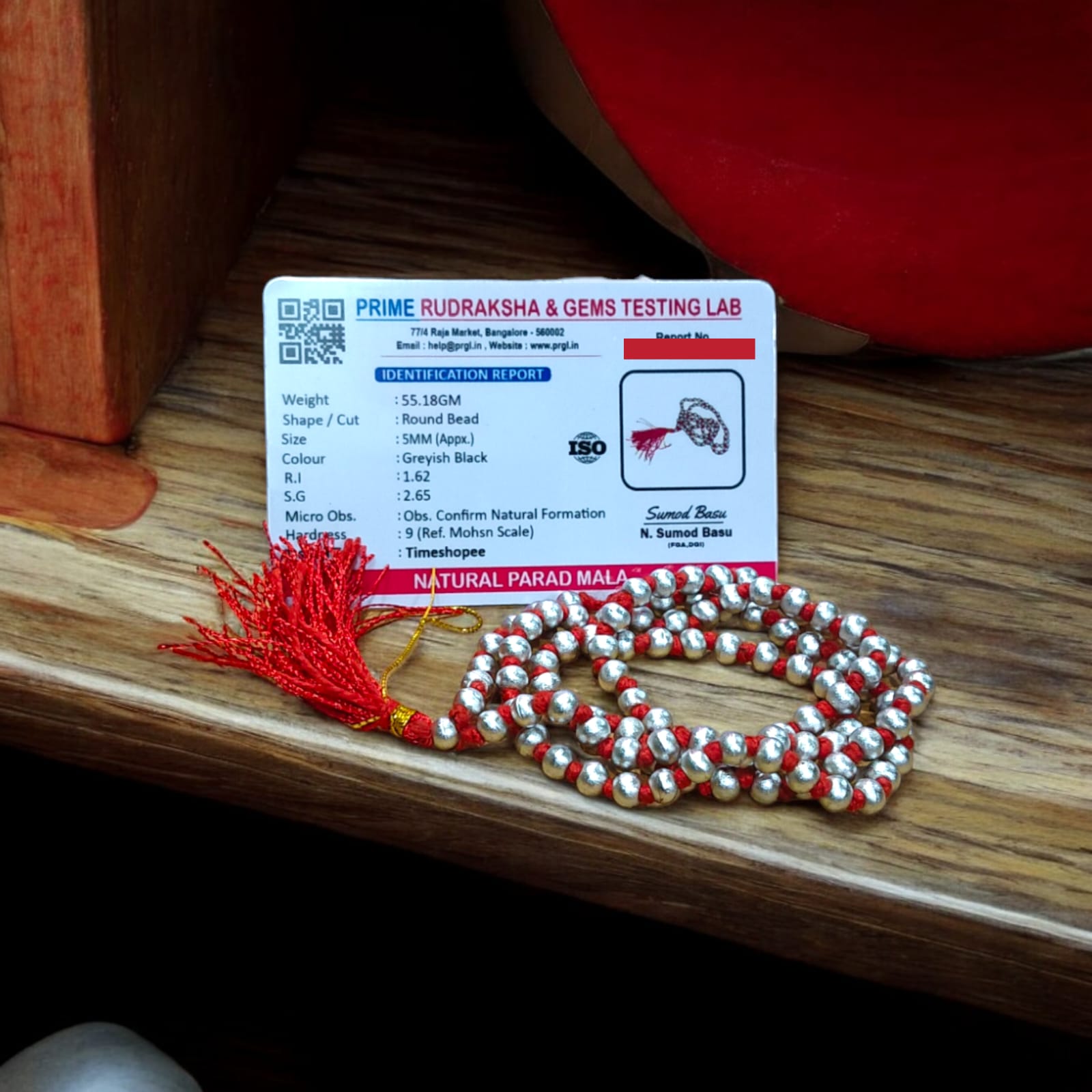 Parad Mala - 100% Genuine Mercury Rosary, Lab Certified, offered by Timeshopee. A powerful spiritual accessory for meditation and healing, made from authentic mercury beads.