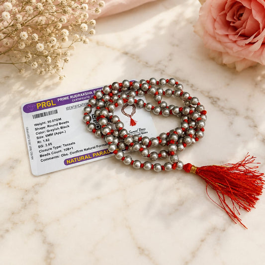 Parad Mala - 100% Genuine Mercury Rosary, Lab Certified, offered by Timeshopee. A powerful spiritual accessory for meditation and healing, made from authentic mercury beads