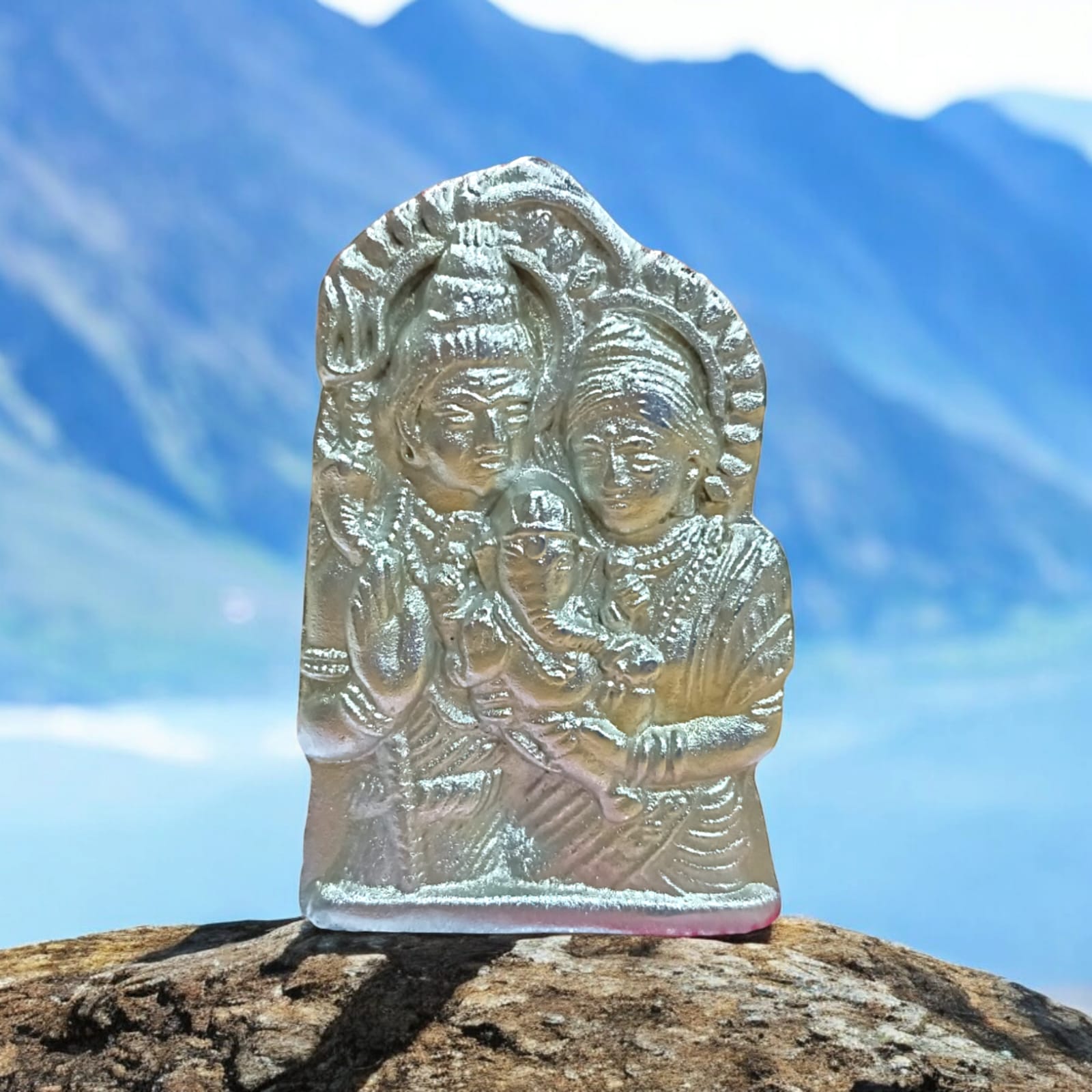 Parad Shiv Pariwar - 100% Genuine Mercury Family of Lord Shiva, Lab Certified, from Timeshopee. A sacred set of Lord Shiva, Goddess Parvati, and Lord Ganesha crafted from pure mercury, symbolizing divine family blessings and protection.