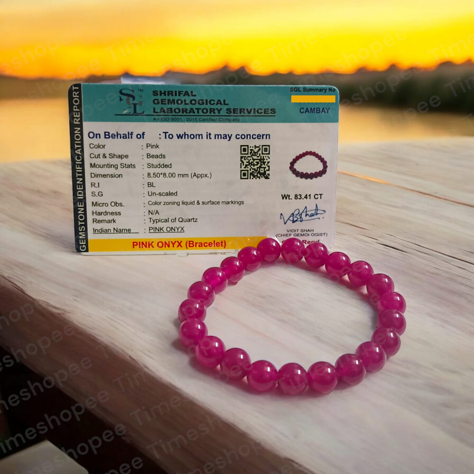 Pink ONYX Bracelet Stretchable | Elegant Pink Stone Jewelry | Timeshopee