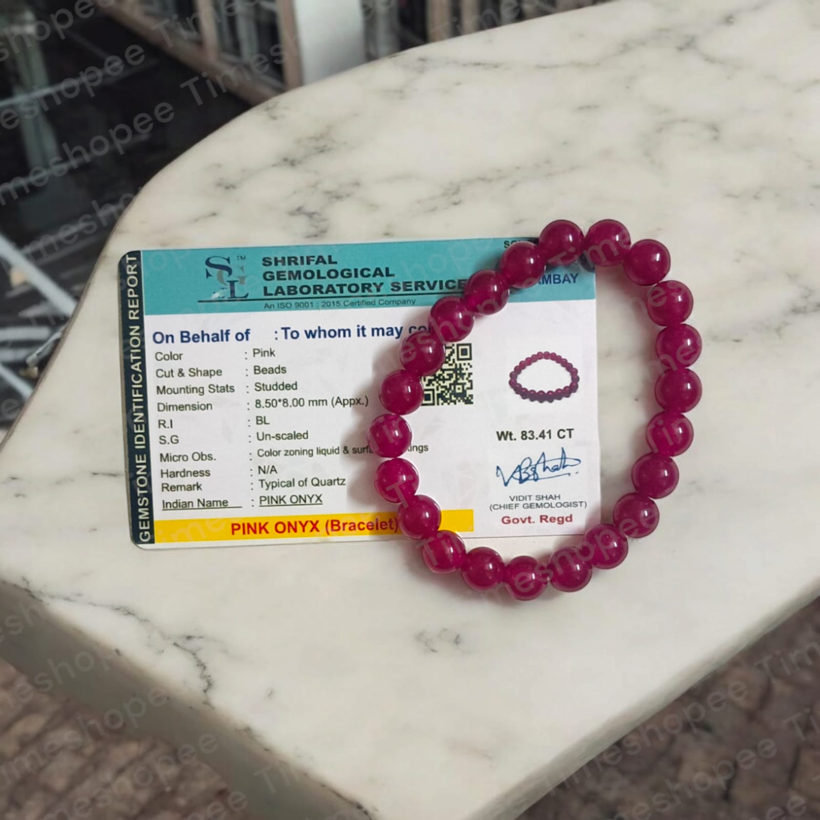 Pink ONYX Bracelet Stretchable | Elegant Pink Stone Jewelry | Timeshopee