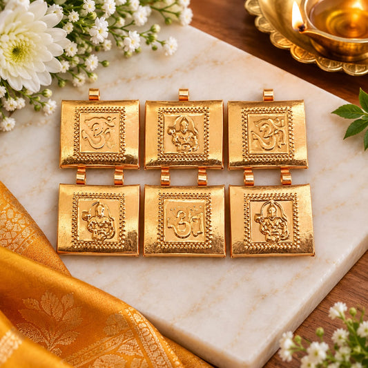 Premium copper Hanuman Ji and Om Taweez pendant set of 6 for daily wear, spiritual devotion and traditional religious use