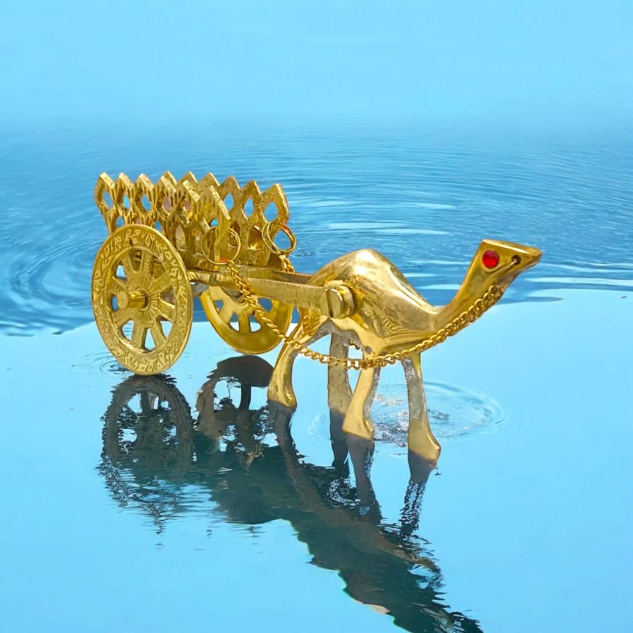 Pure Brass Camel Handicraft, gold-colored decorative piece, symbol of prosperity, 300 gm, Timeshopee.