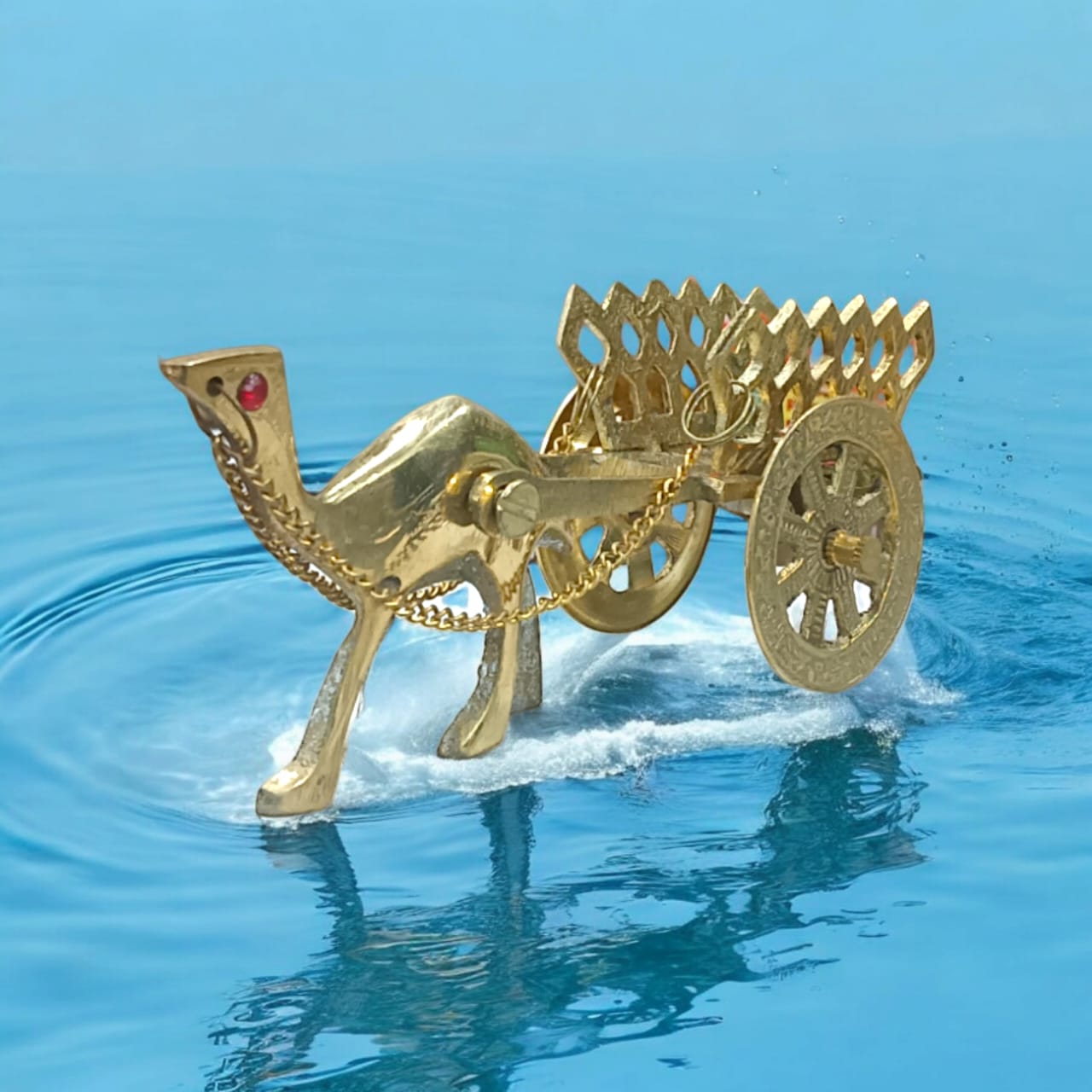 Pure Brass Camel Handicraft, gold-colored decorative piece, symbol of prosperity, 300 gm, Timeshopee.