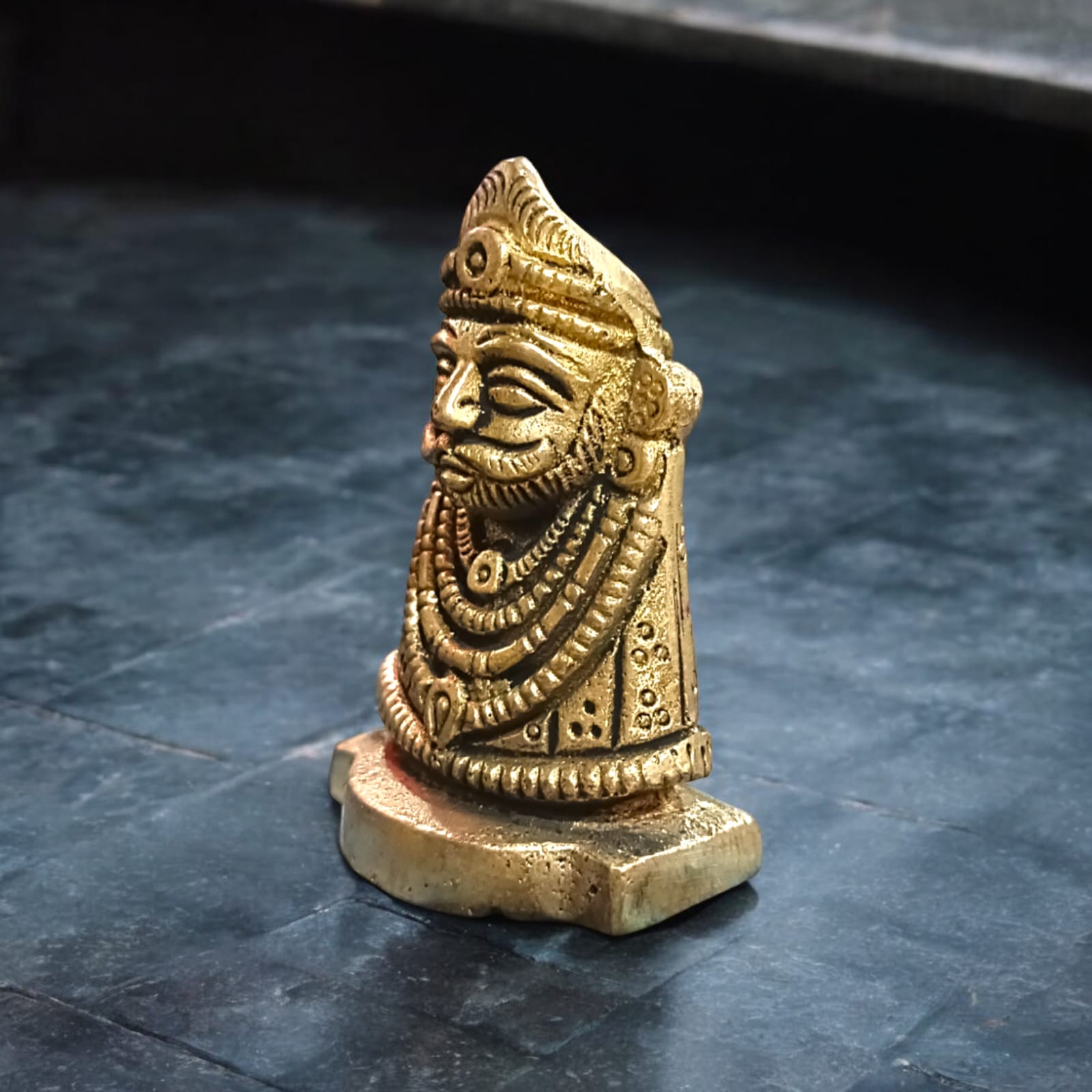 Pure Brass Khatu Shyam Idol with intricate craftsmanship