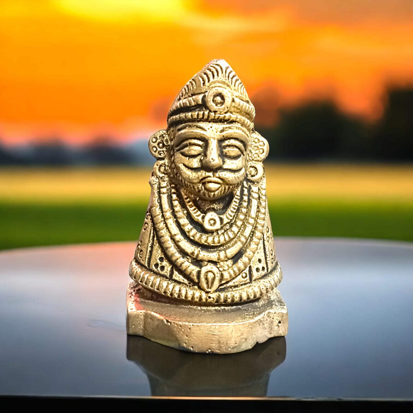 Pure Brass Khatu Shyam Idol with intricate craftsmanship