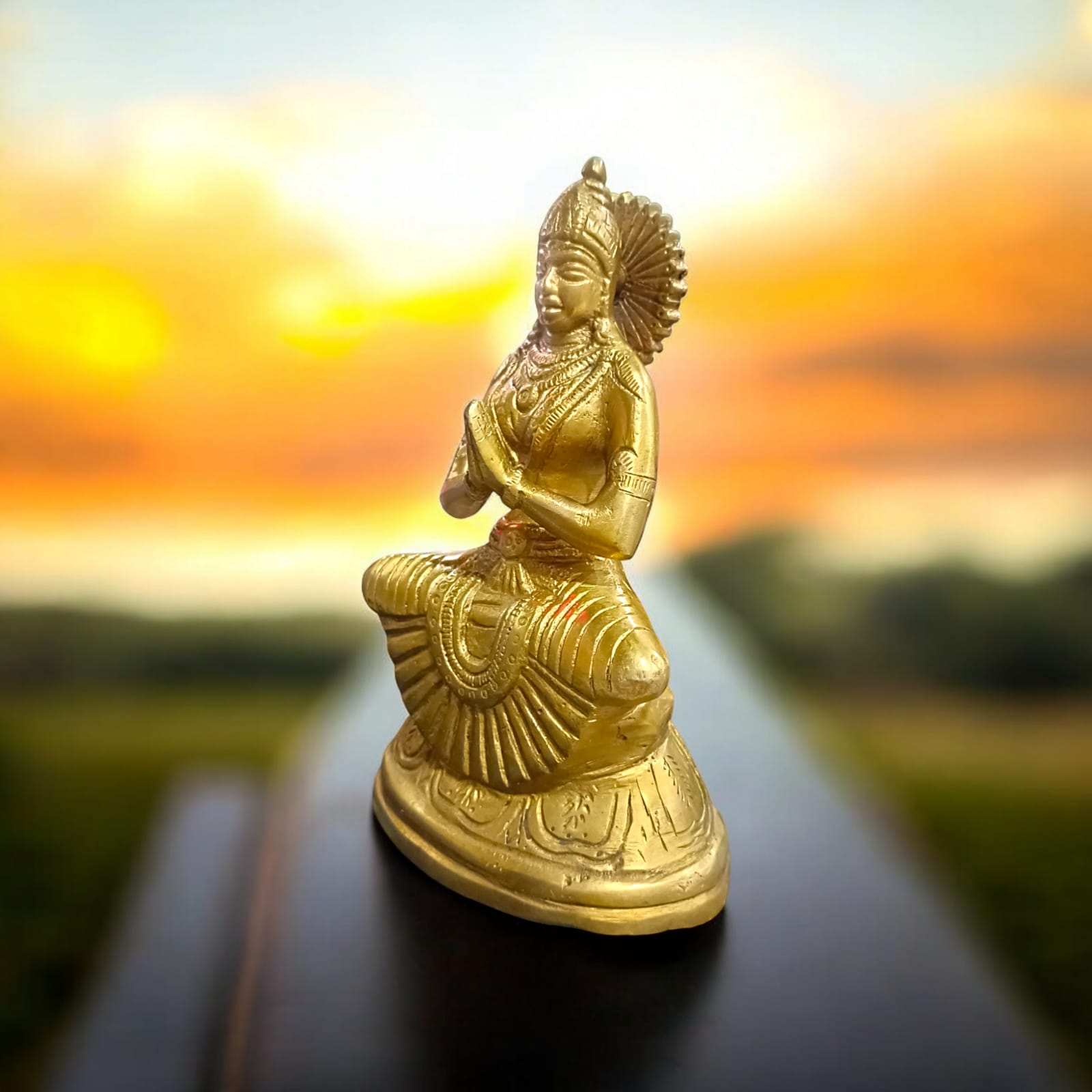 Pure Brass Maa Parvati Idol with detailed craftsmanship, ideal for home and office temples.