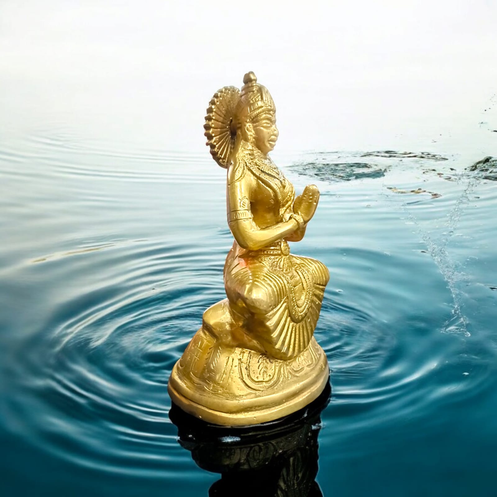 Pure Brass Maa Parvati Idol with detailed craftsmanship, ideal for home and office temples.