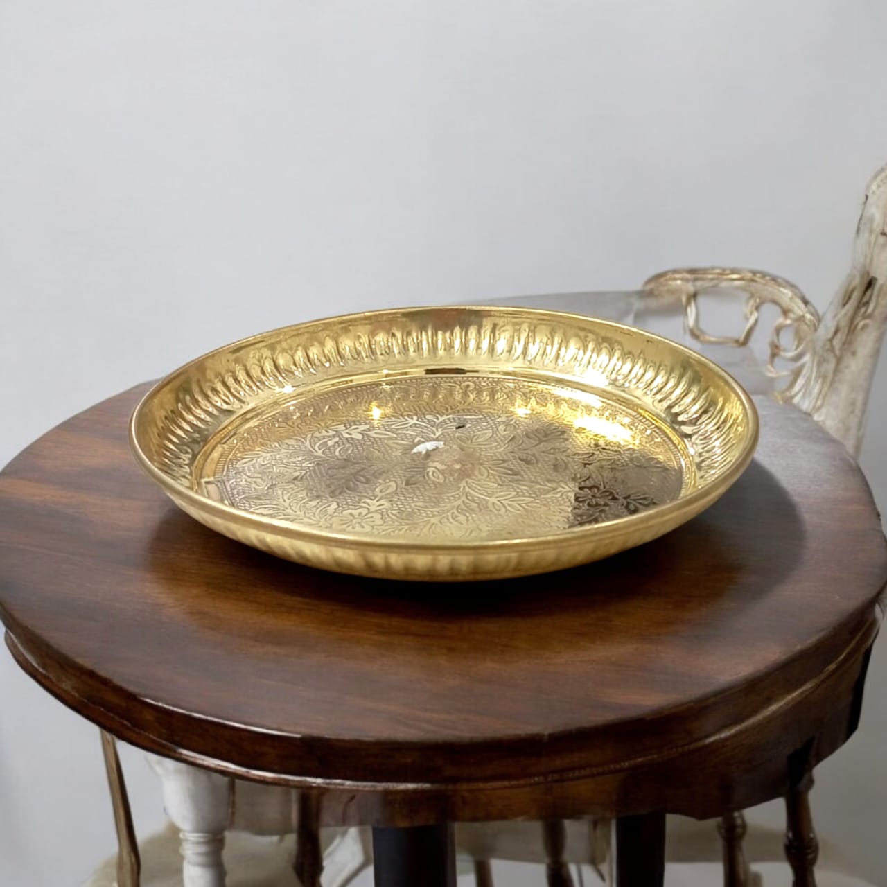 Pure Brass Pooja Plate - Heavy Brass Thali for Religious Use by Timeshopee-Online Religious Store