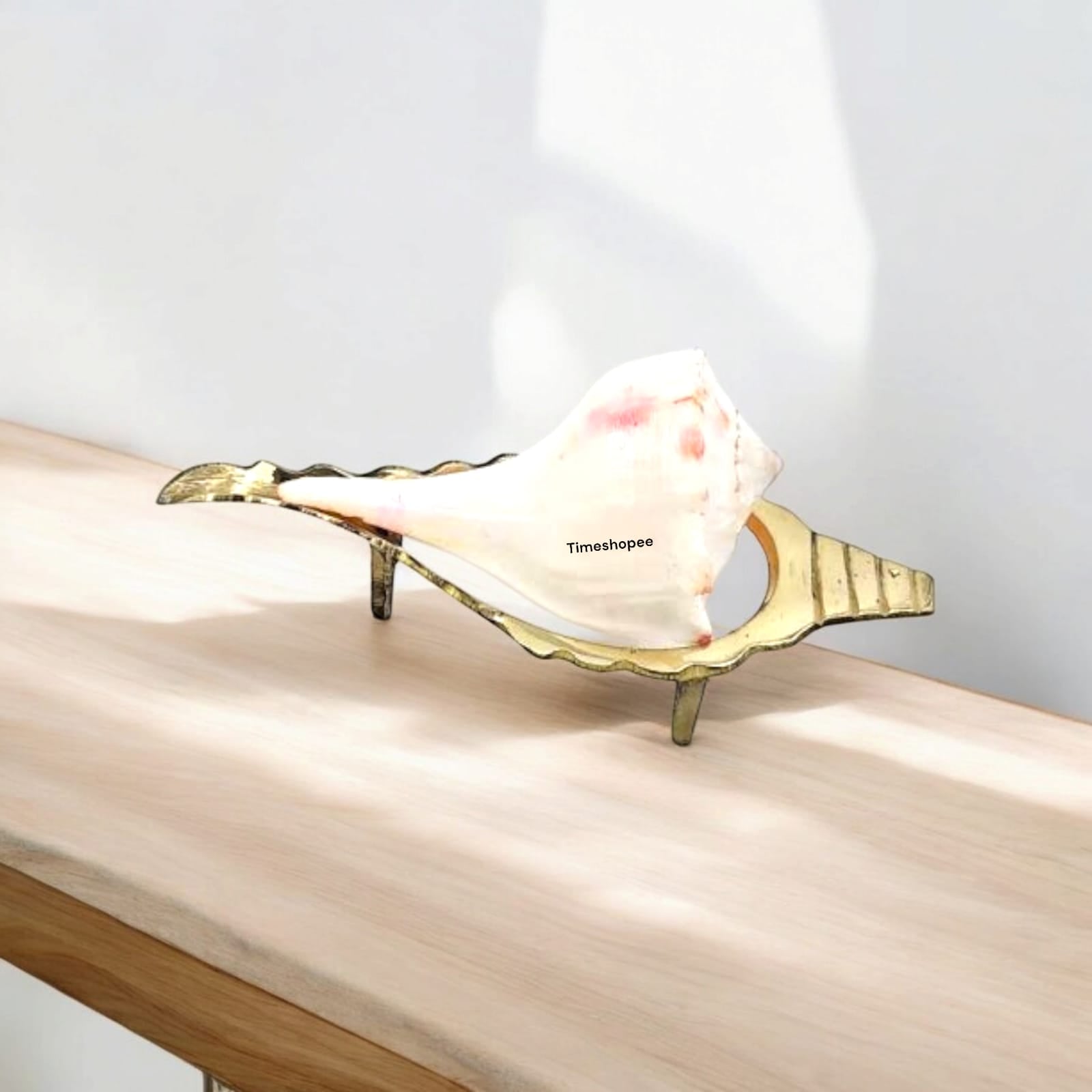 Pure Brass Shankh Stand for Conch Shell, available in different sizes, from Timeshopee.
