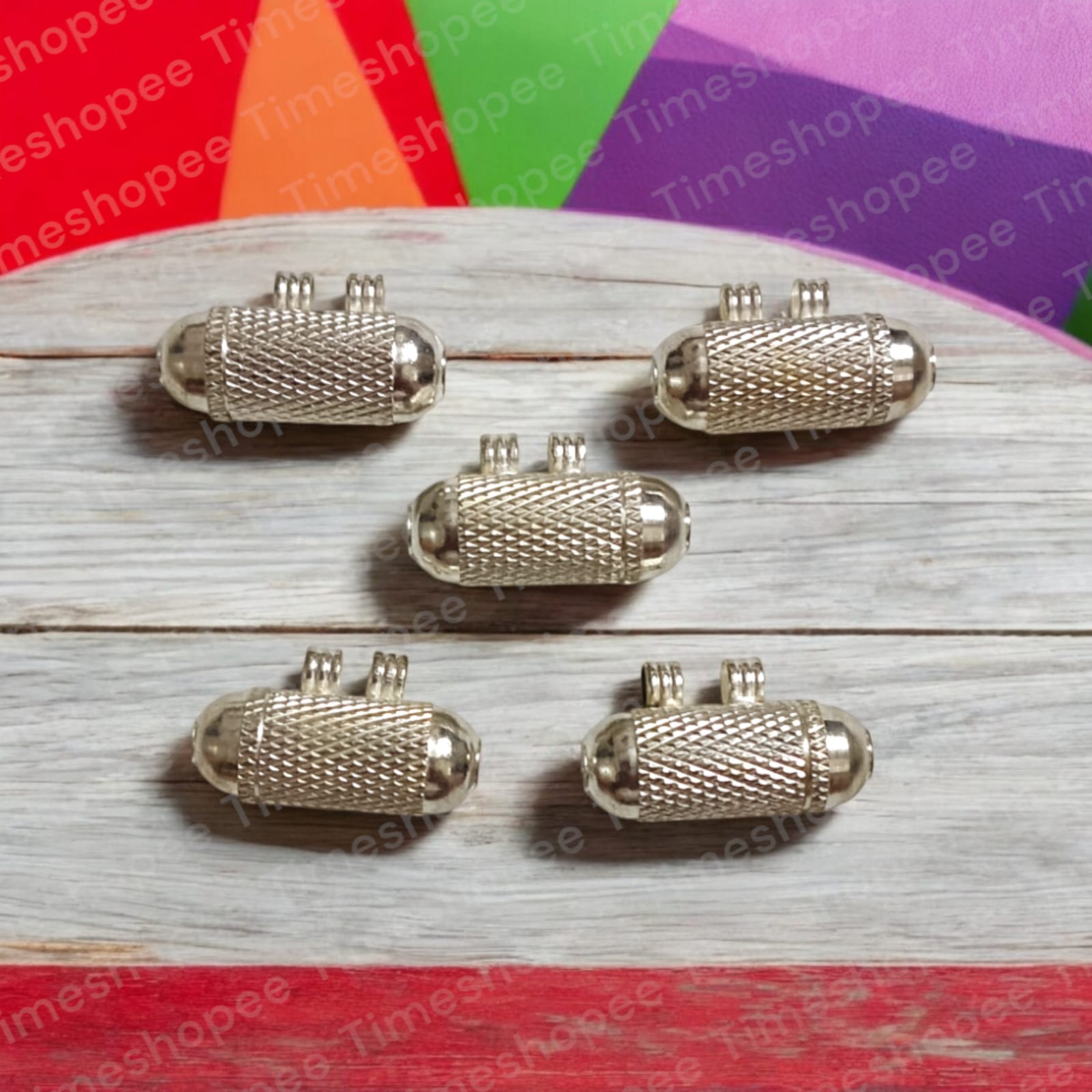 Pure Silver Metal Stylish Taweez | Spiritual Amulet with Free Bhojpatra Sheet for Taweez | Spiritual Taweez Set of 5 | Timeshopee
Product Description
Discover the essence of purity and spiritual elegance with the Pure Silver Metal Stylish Taweez from Timeshopee. This refined set includes five taweezes, each crafted from high-quality silver metal and measuring 23.4MM in diameter. The sleek and stylish design of these taweezes not only enhances your spiritual practice but also adds a touch of sophistication