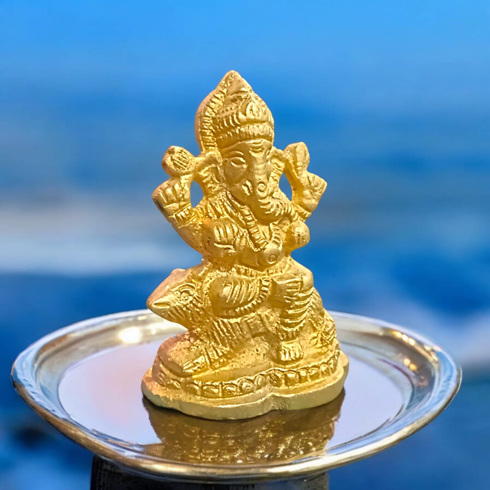 Pure brass Ganpati Bappa idol with intricate craftsmanship from Timeshopee