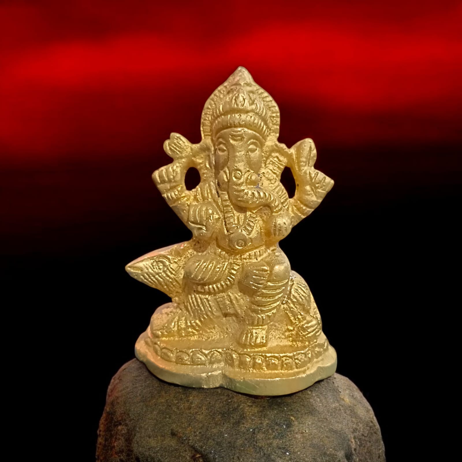 Pure brass Ganpati Bappa idol with intricate craftsmanship from Timeshopee