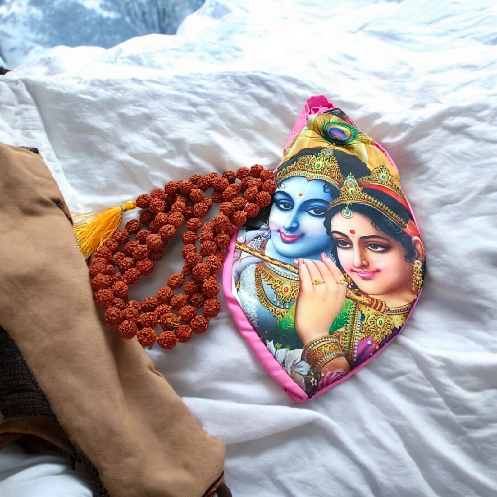 Radha Krishna Gomukhi Bag | Cotton Japa Mala Bag | Timeshopee
