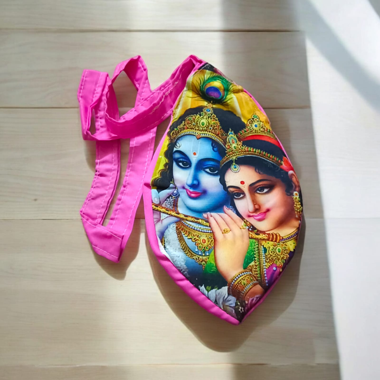 Radha Krishna Gomukhi Bag | Cotton Japa Mala Bag | Timeshopee