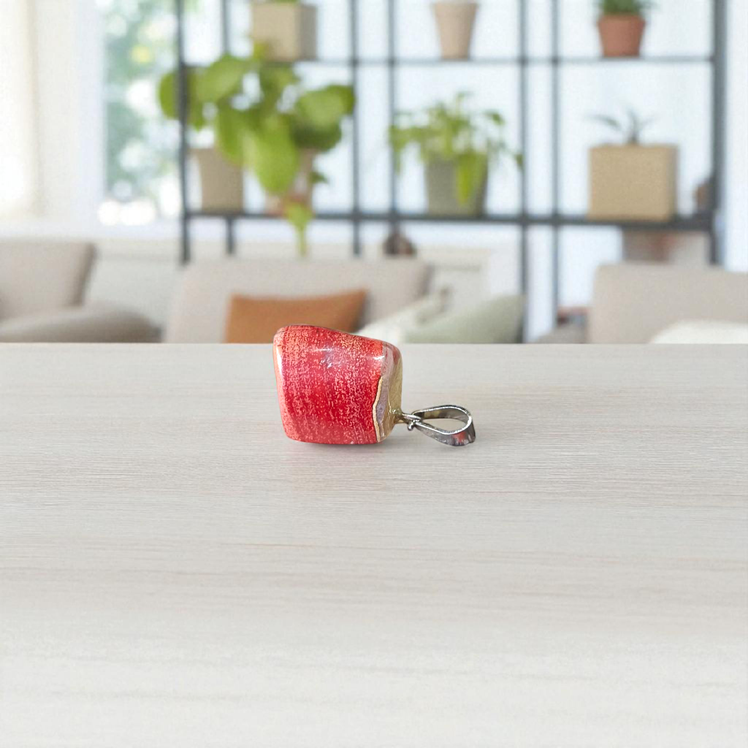 Rainbow Red Jasper Pendant with Free Silver-Plated Chain - Timeshopee