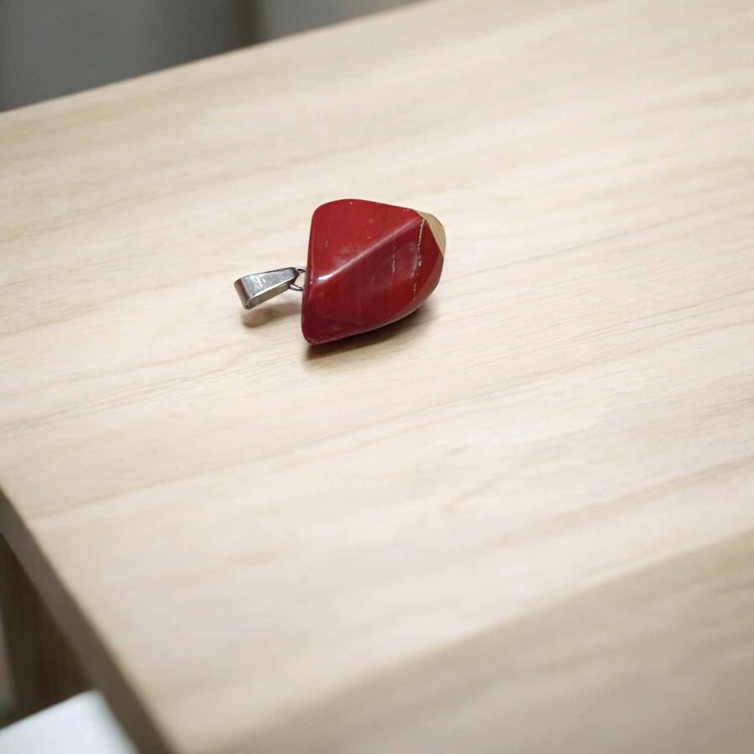 Rainbow Red Jasper Pendant with Free Silver-Plated Chain - Timeshopee