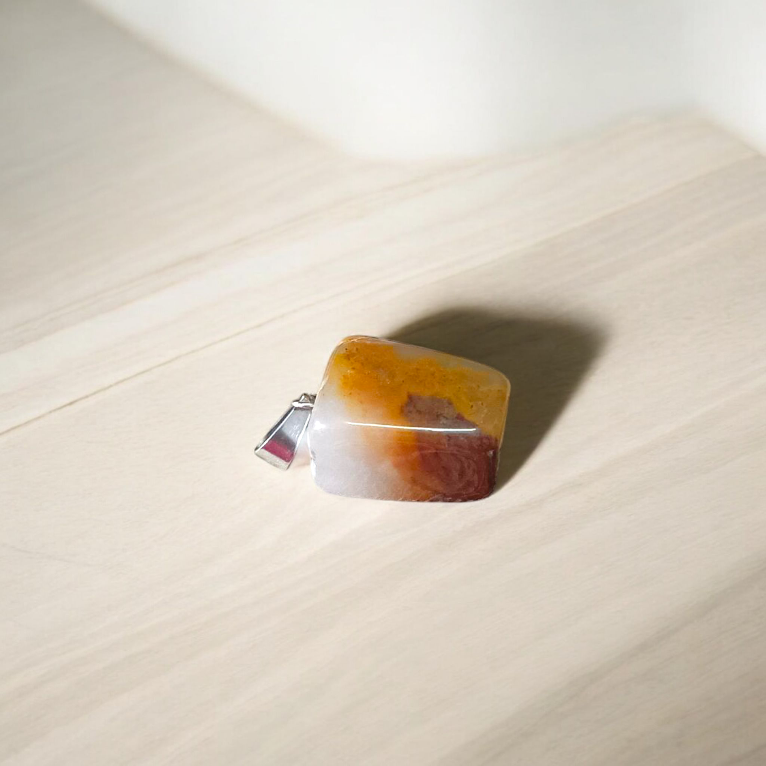 Rainbow Red Jasper Pendant with Free Silver-Plated Chain - Timeshopee