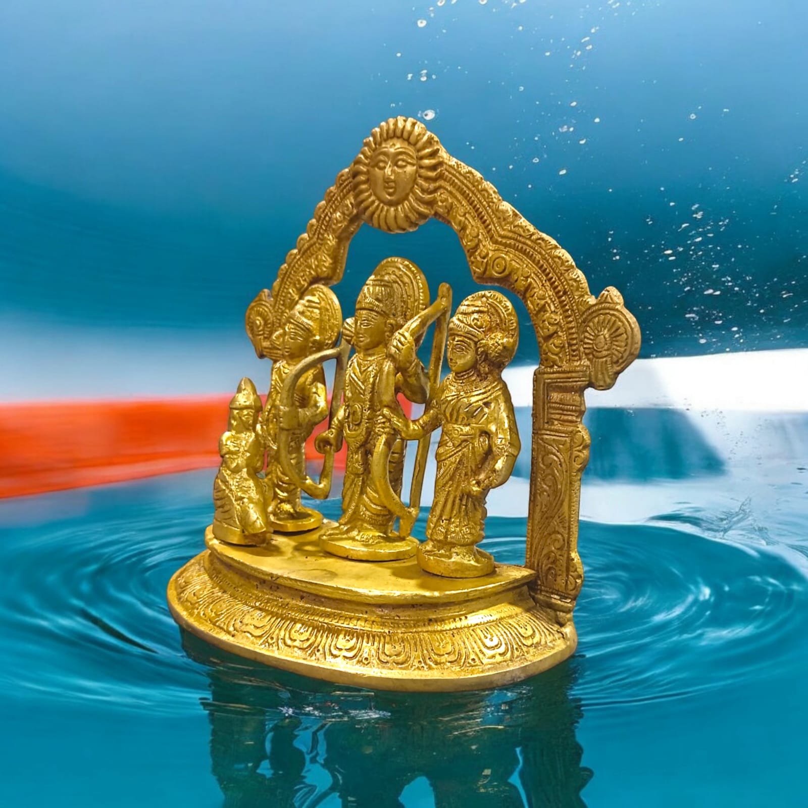 Ram Darbar in Brass featuring Lord Ram, Laxman, Sita, and Hanuman Ji by Timeshopee