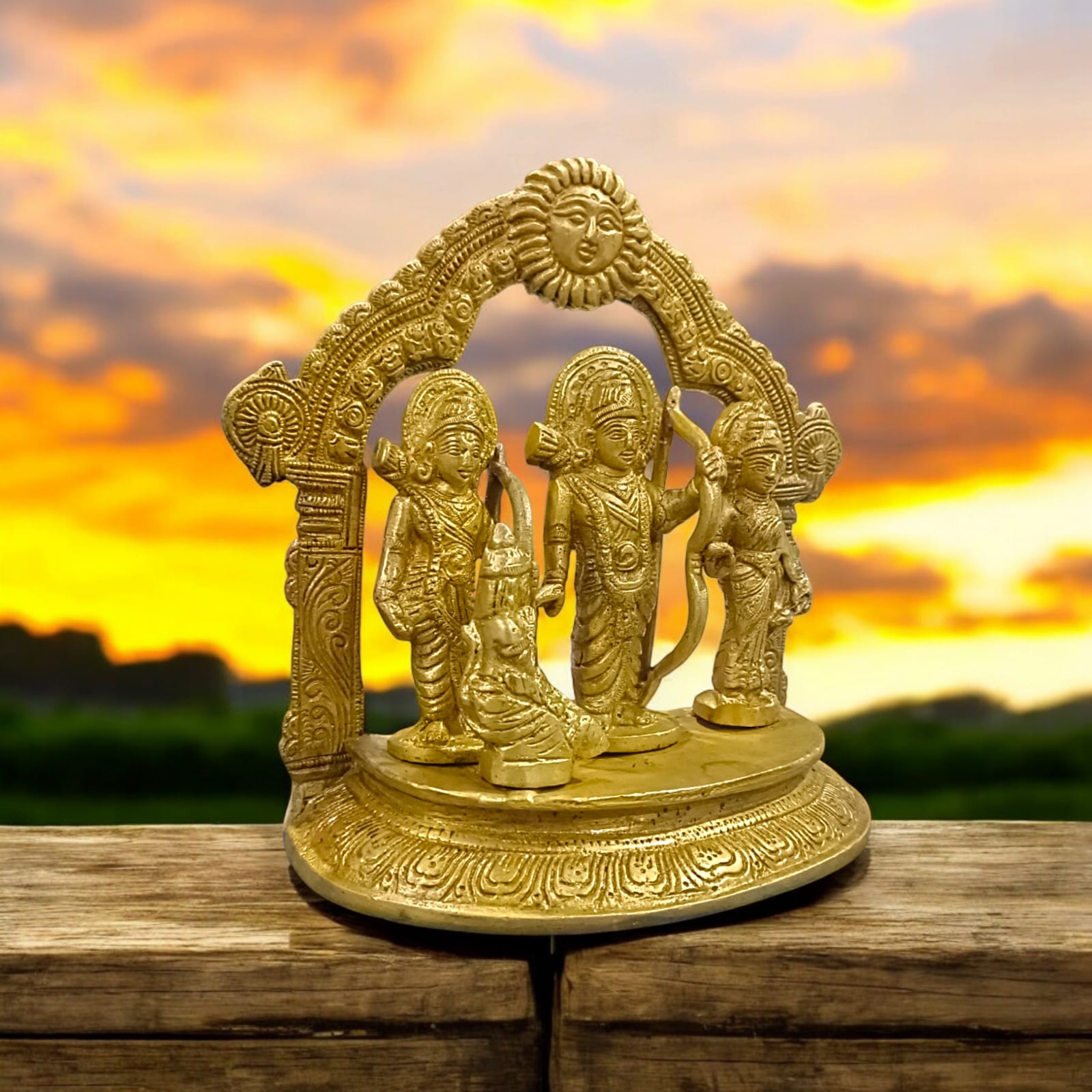 Ram Darbar in Brass featuring Lord Ram, Laxman, Sita, and Hanuman Ji by Timeshopee