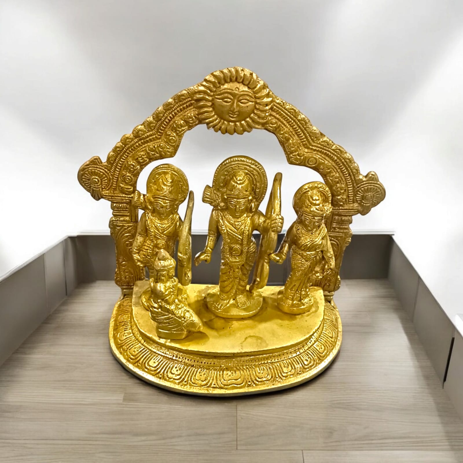 Ram Darbar in Brass featuring Lord Ram, Laxman, Sita, and Hanuman Ji by Timeshopee