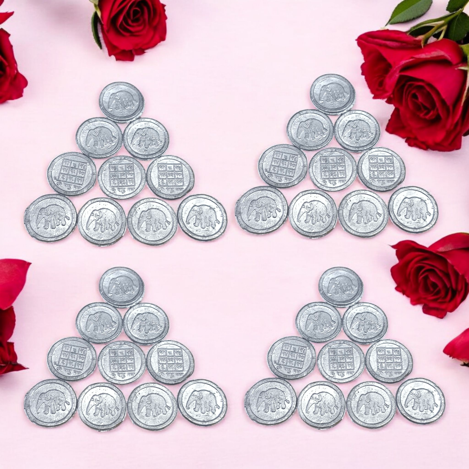 Ranga Rahu Yantra Coin featuring intricate designs, used for remedies against Rahu’s malefic effects, suitable for carrying or placement in home or office