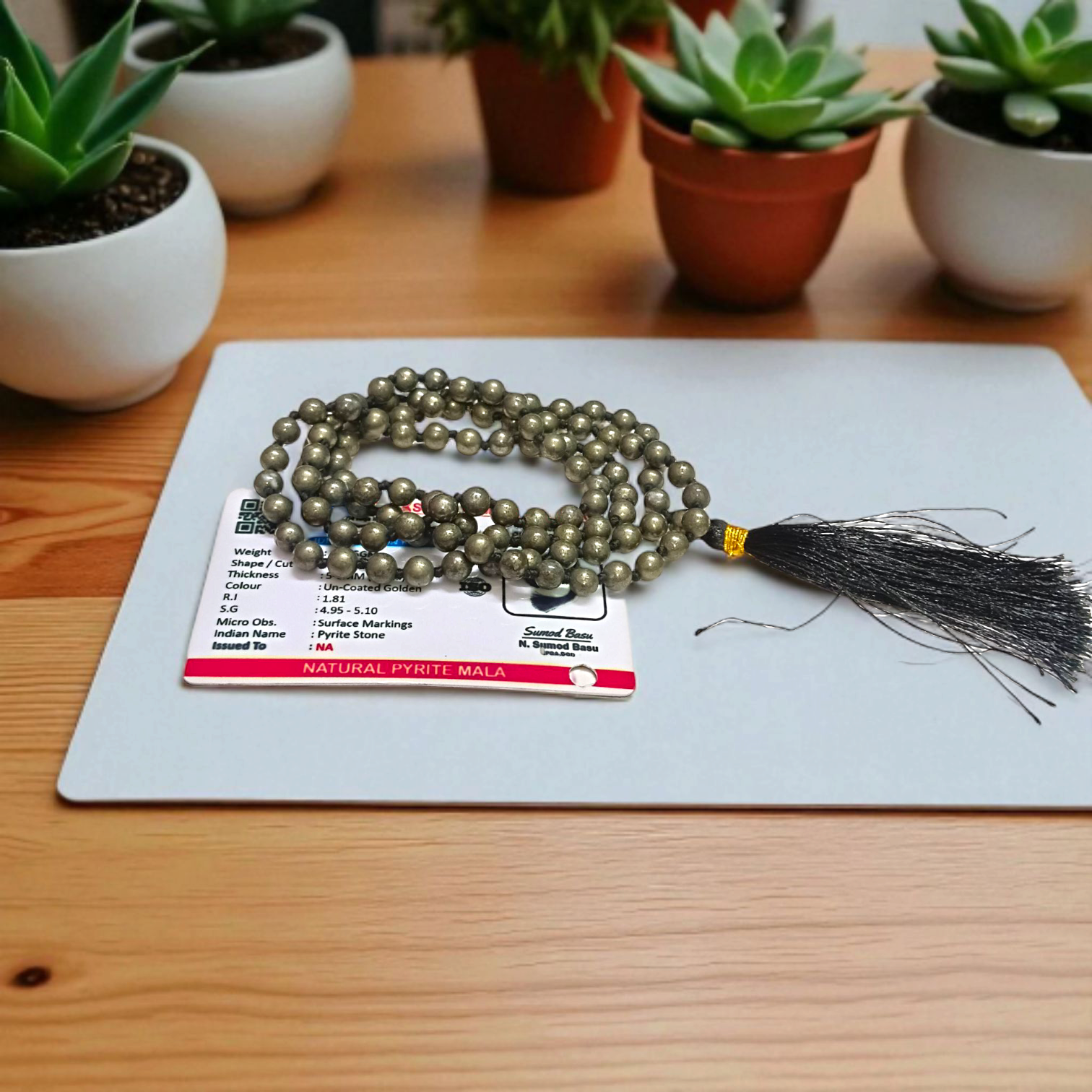 Raw Pyrite Mala 5-6MM – Natural Pyrite Beads for Abundance & Protection | Lab Certified - Timeshopee