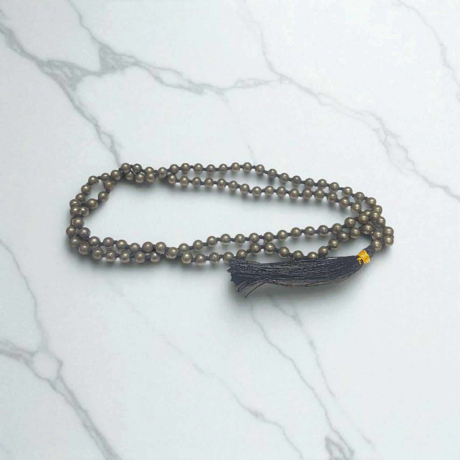 Raw Pyrite Mala 5-6MM – Natural Pyrite Beads for Abundance & Protection | Lab Certified - Timeshopee