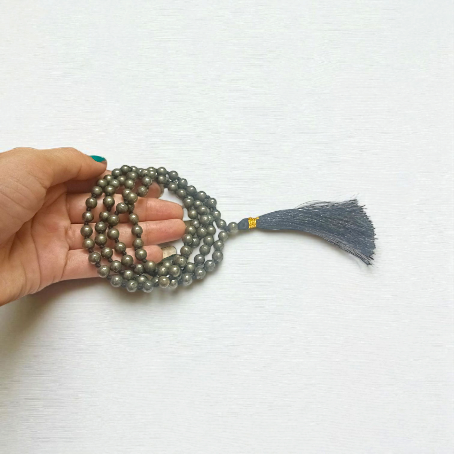 Raw Pyrite Mala 5-6MM – Natural Pyrite Beads for Abundance & Protection | Lab Certified - Timeshopee