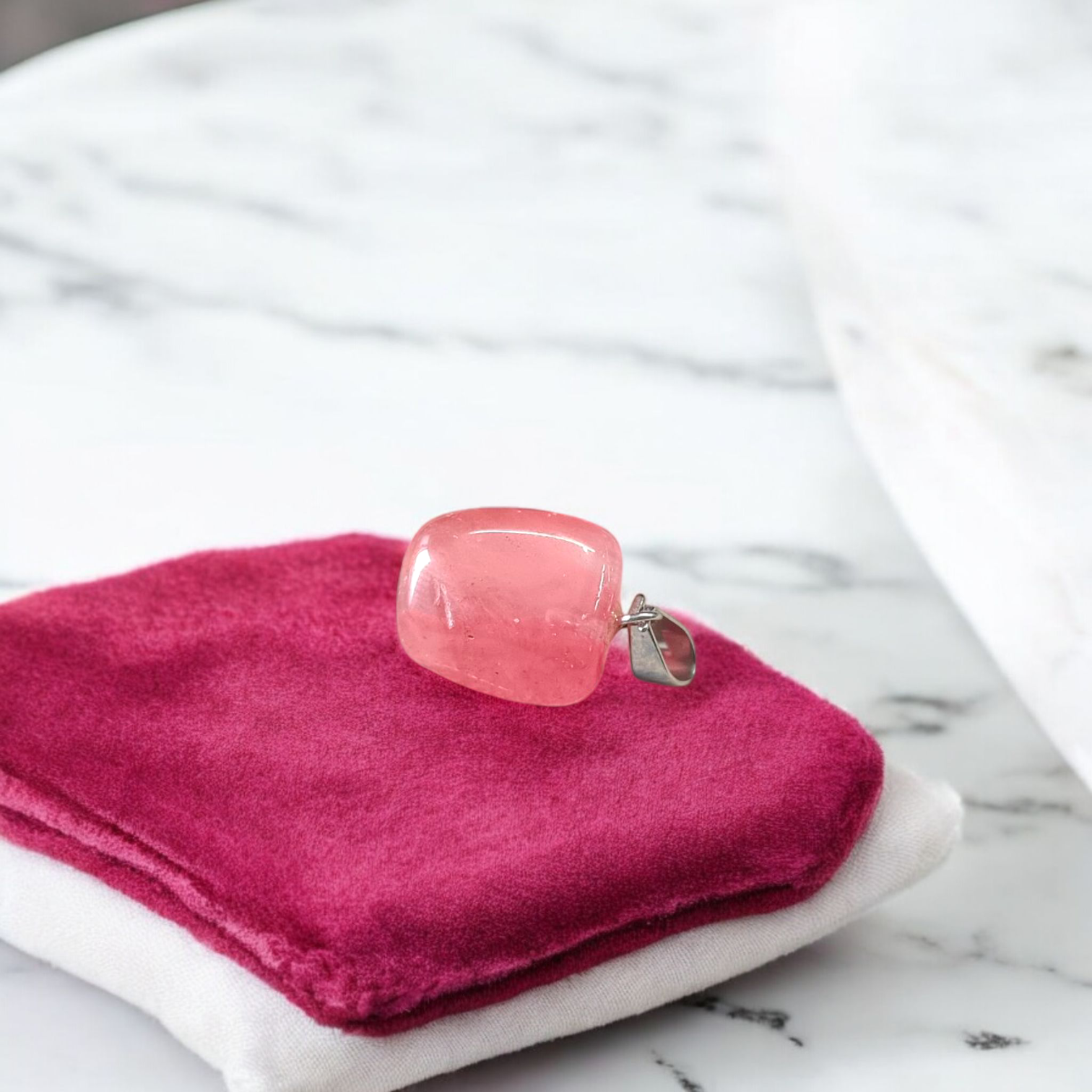 Rose Quartz Pendant | Tumble Stone | Lab Certified | Timeshopee