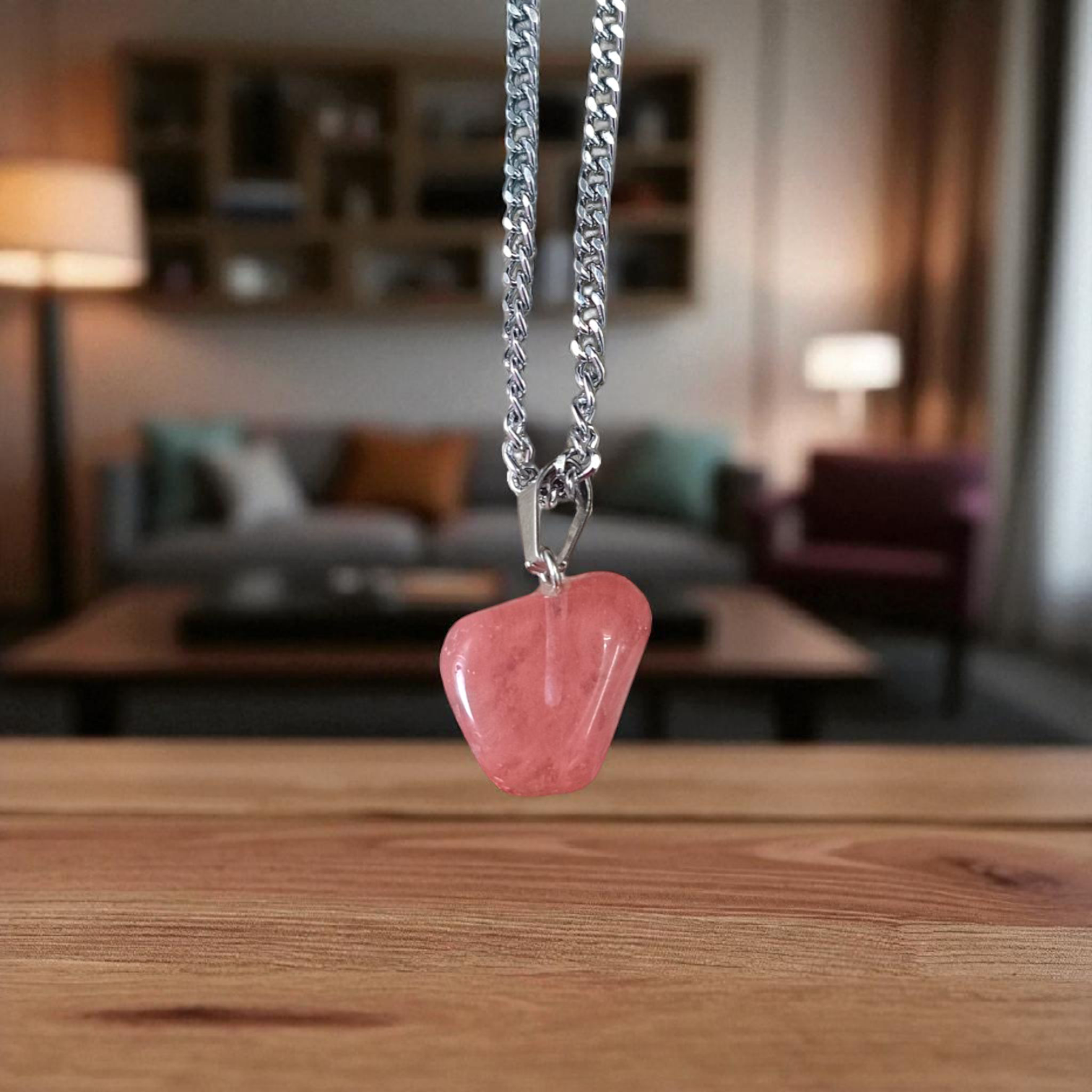 Rose Quartz Pendant | Tumble Stone | Lab Certified | Timeshopee