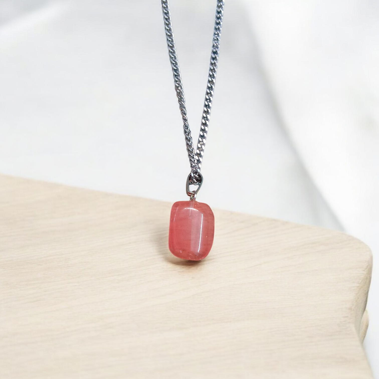 Rose Quartz Pendant | Tumble Stone | Lab Certified | Timeshopee
