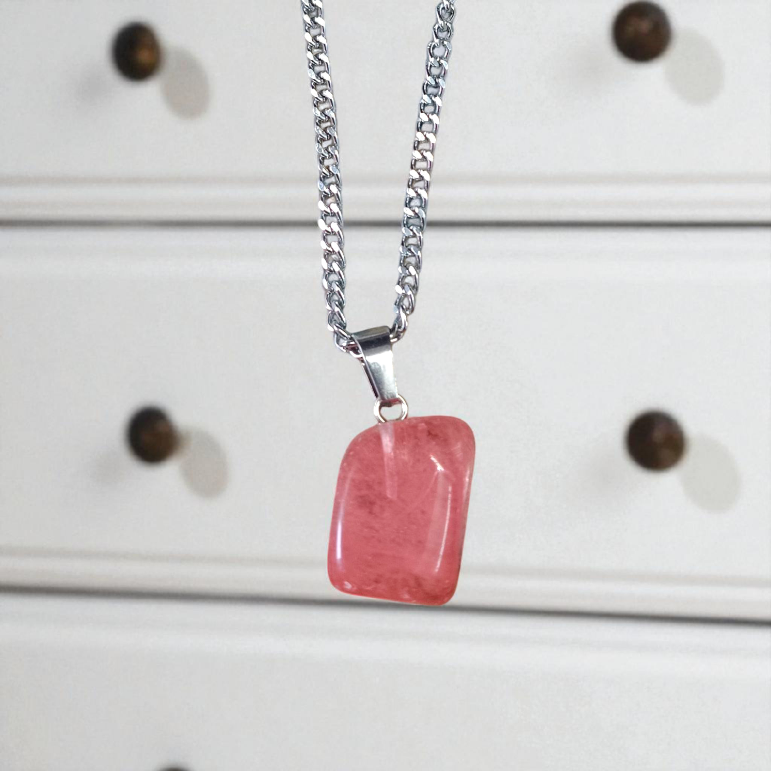 Rose Quartz Pendant | Tumble Stone | Lab Certified | Timeshopee