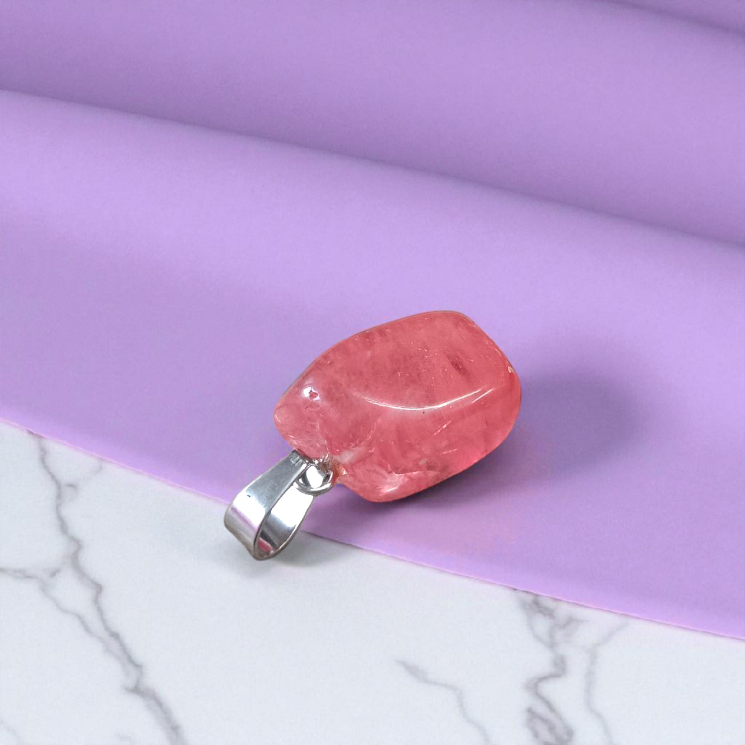 Rose Quartz Pendant | Tumble Stone | Lab Certified | Timeshopee