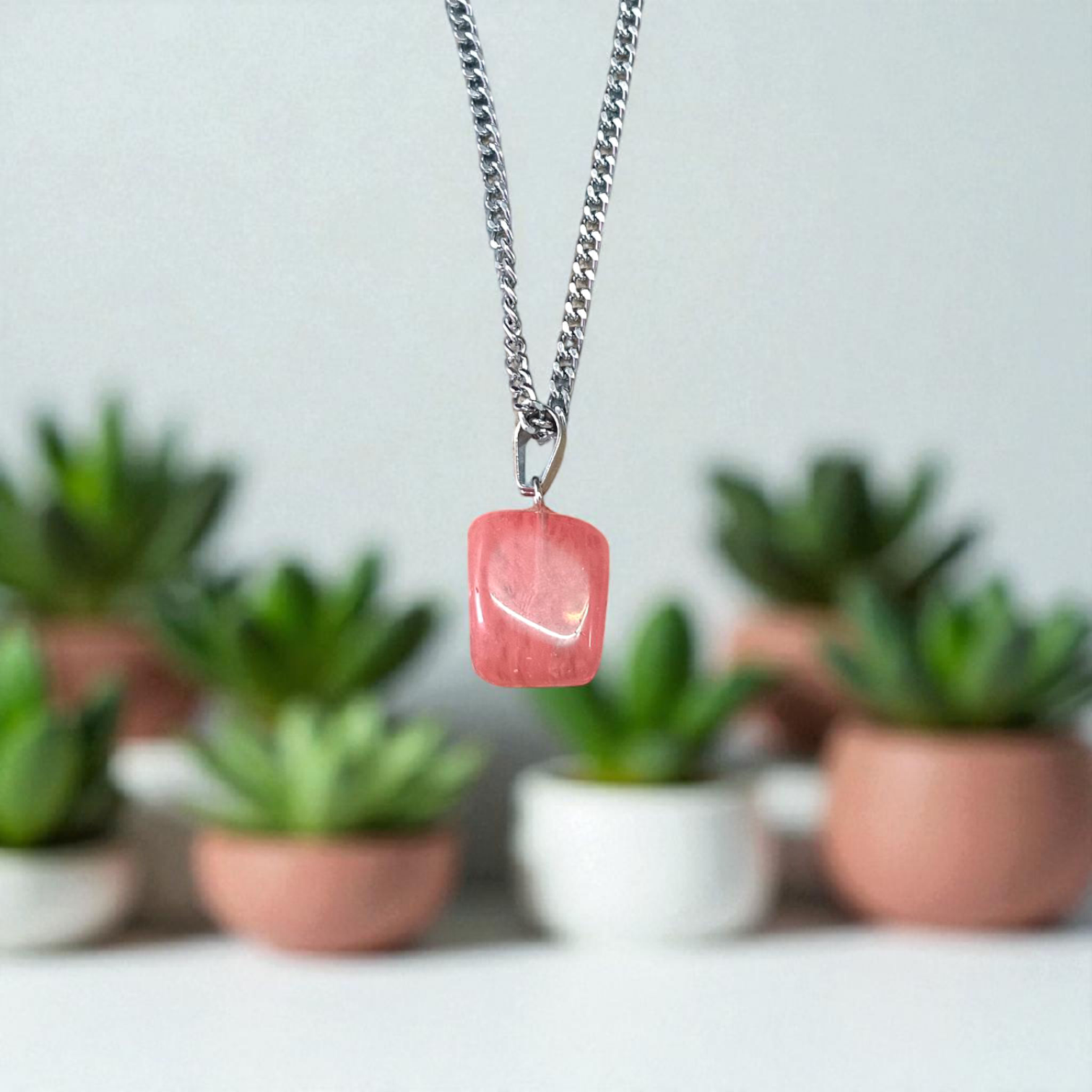 Rose Quartz Pendant | Tumble Stone | Lab Certified | Timeshopee