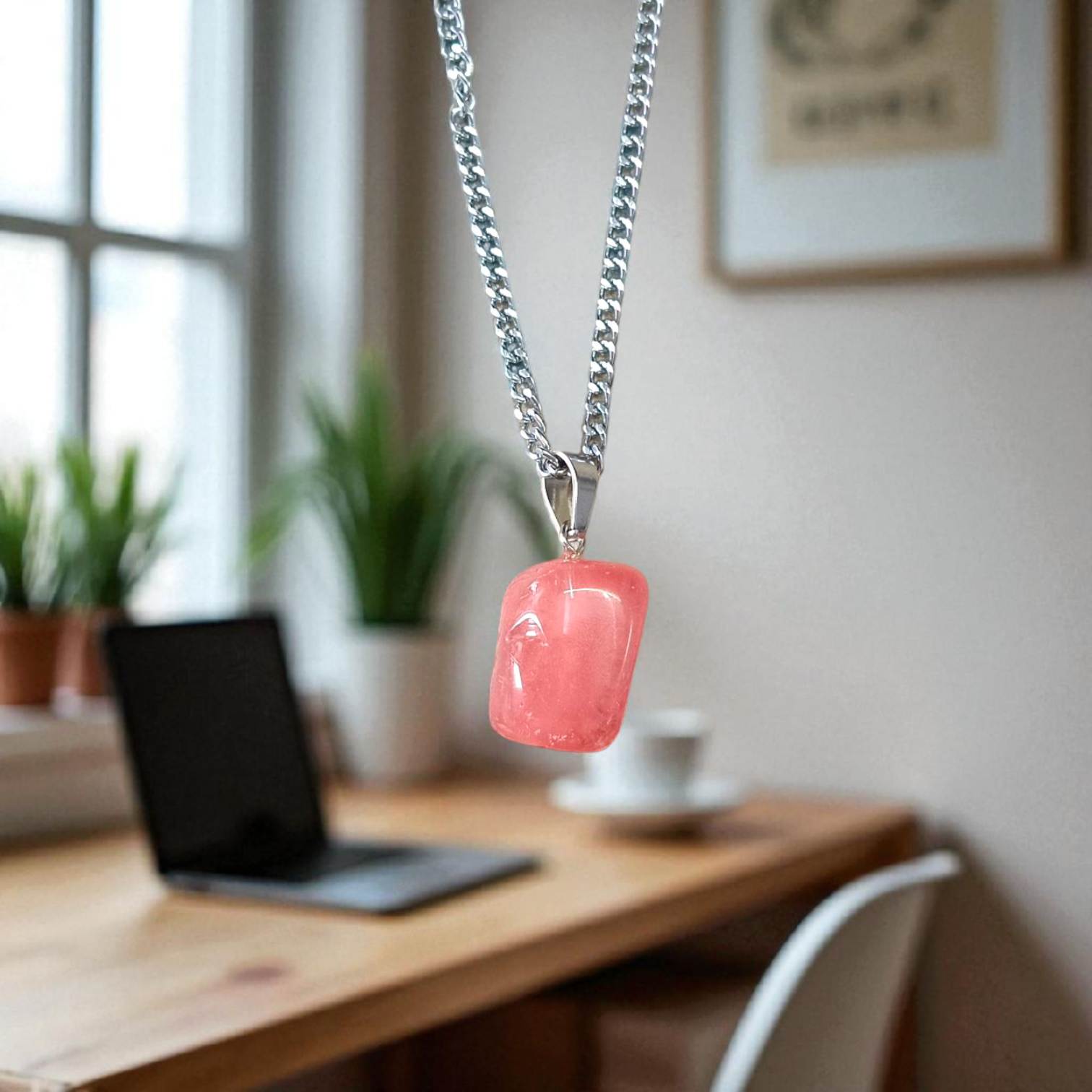 Rose Quartz Pendant | Tumble Stone | Lab Certified | Timeshopee