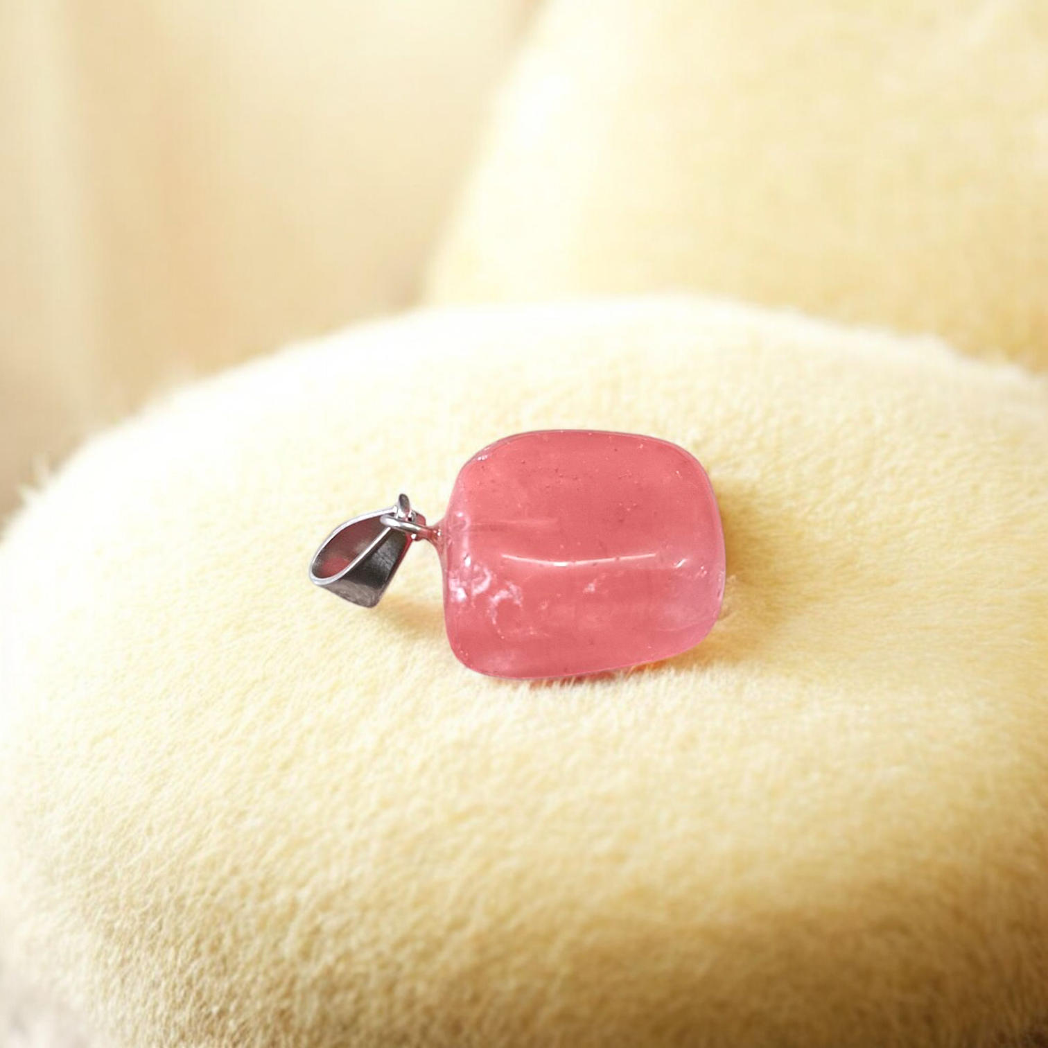 Rose Quartz Pendant | Tumble Stone | Lab Certified | Timeshopee