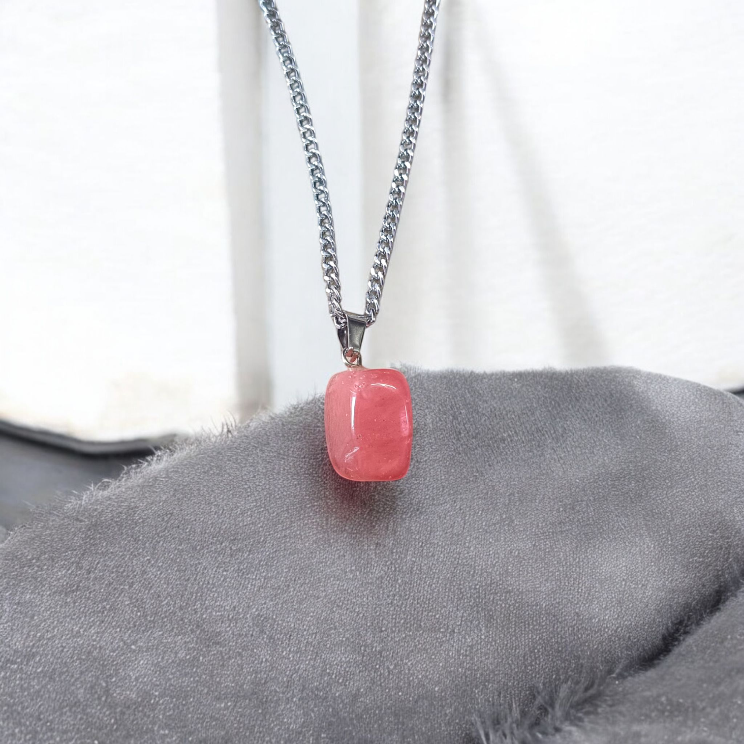 Rose Quartz Pendant | Tumble Stone | Lab Certified | Timeshopee