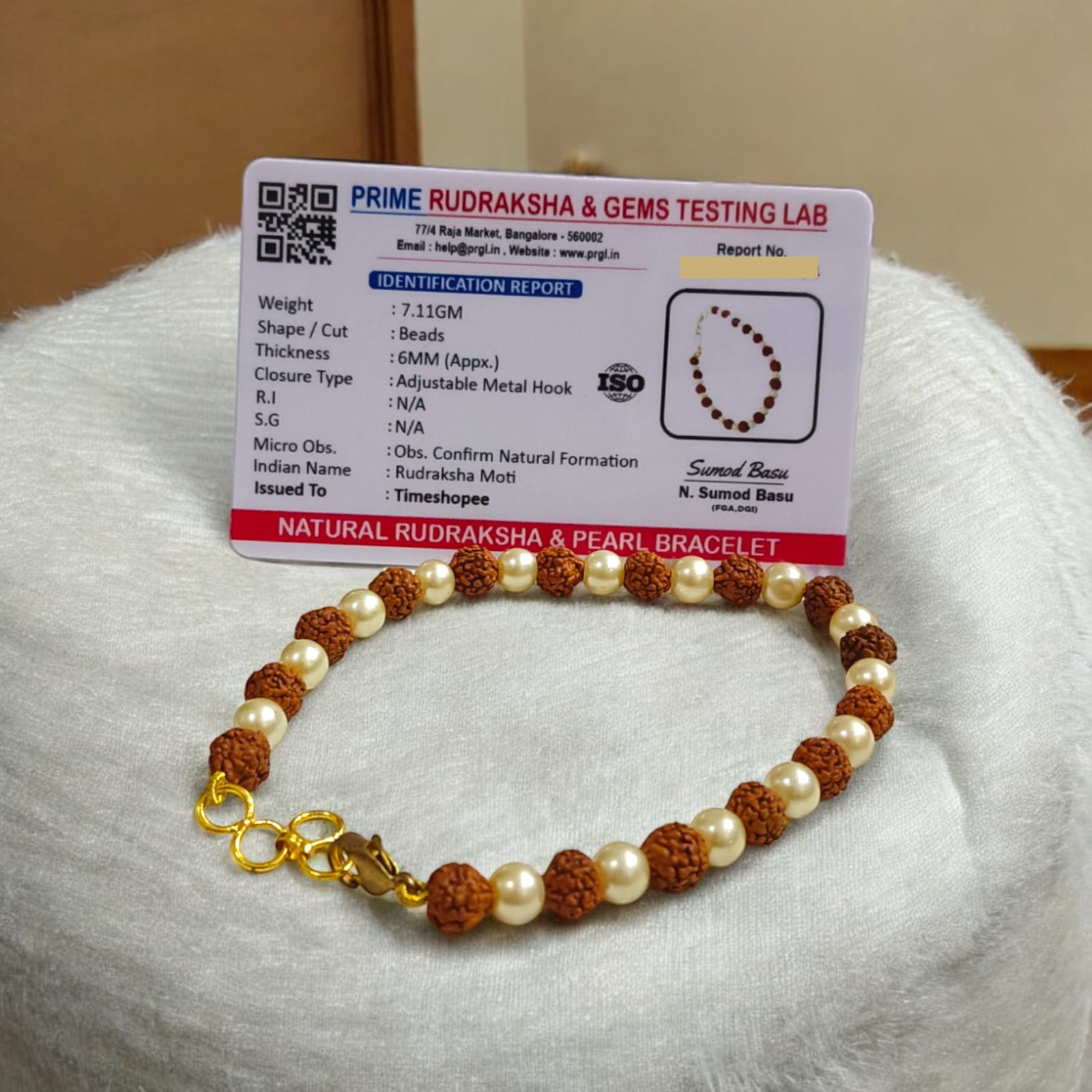 Rudraksha Moti Bracelet with Lab Certification by Timeshopee
