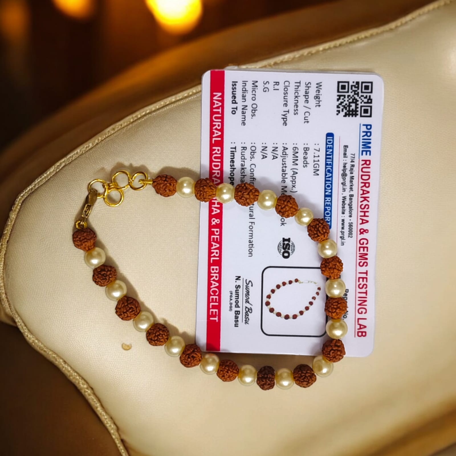 Rudraksha Moti Bracelet with Lab Certification by Timeshopee