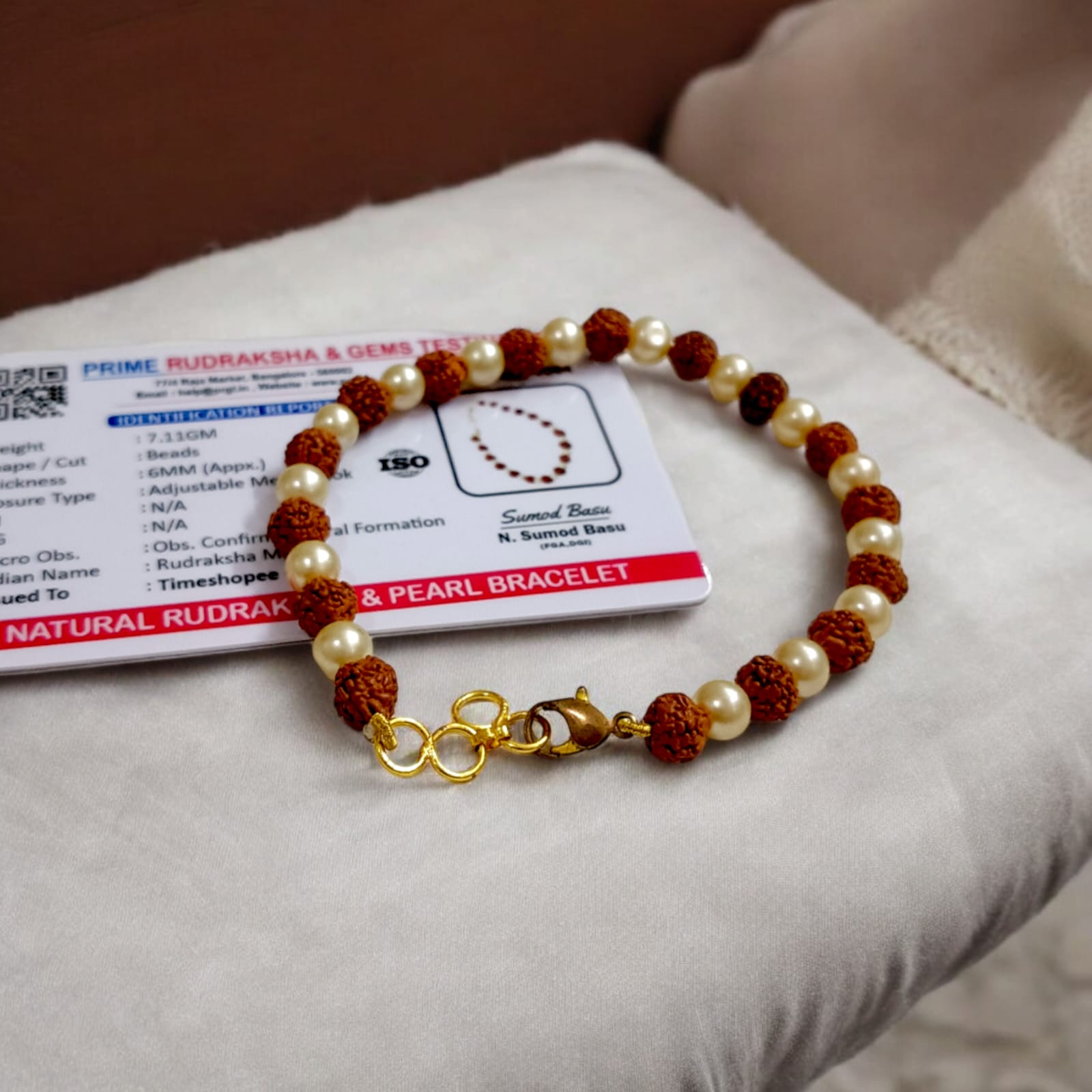 Rudraksha Moti Bracelet with Lab Certification by Timeshopee