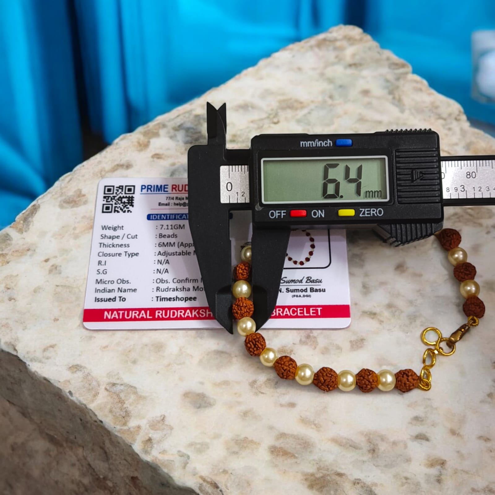 Rudraksha Moti Bracelet with Lab Certification by Timeshopee