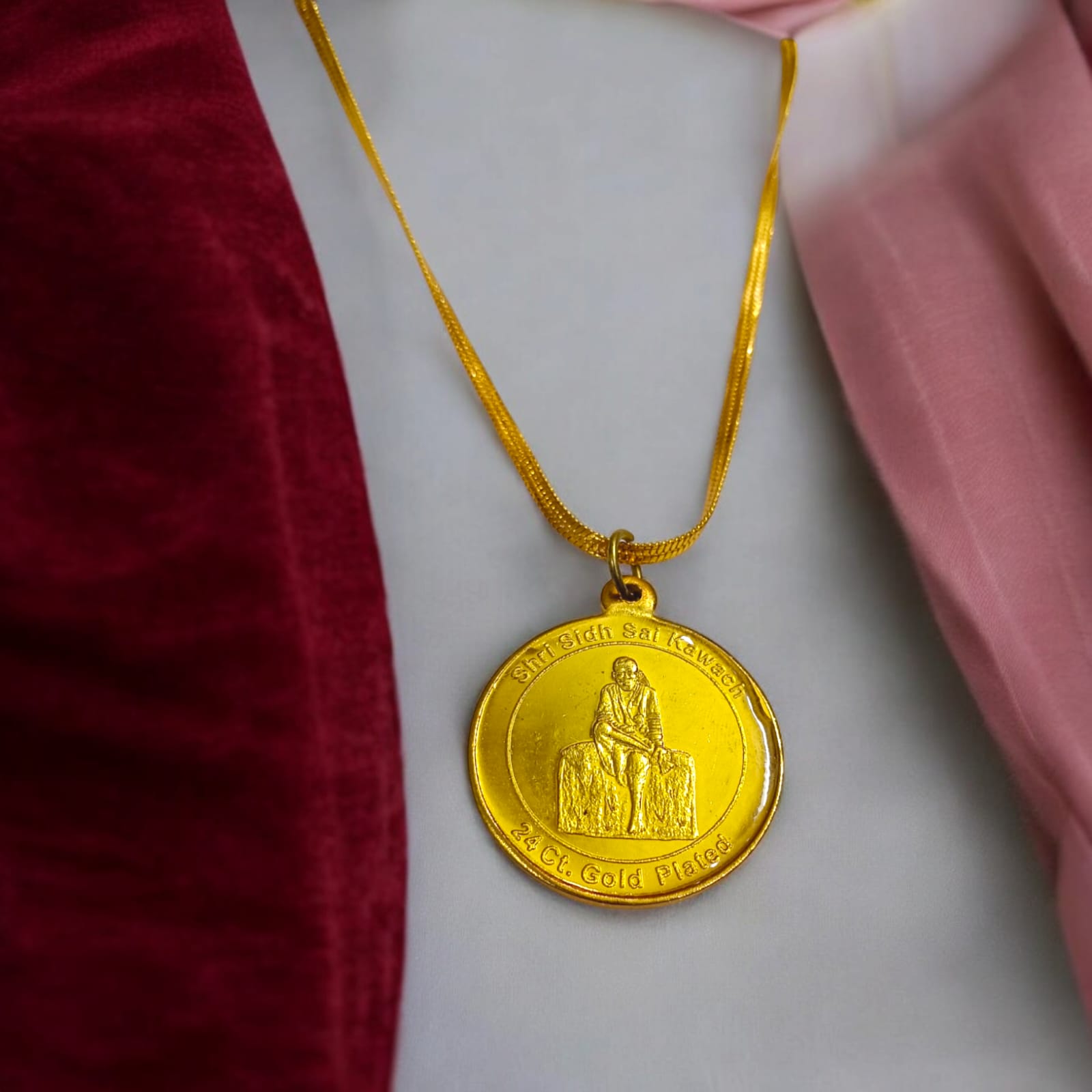Sai Kawach Pendent in Brass with Shirdi Sai Baba and Chain from Timeshopee