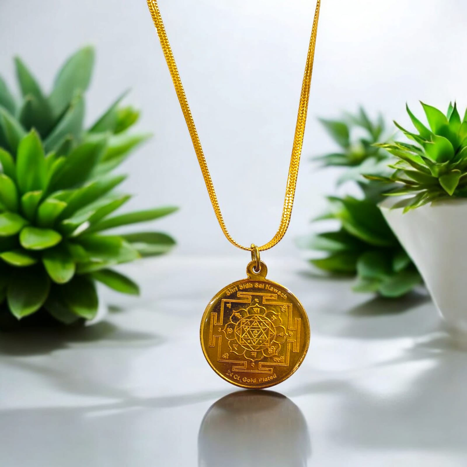 Sai Kawach Pendent in Brass with Shirdi Sai Baba and Chain from Timeshopee