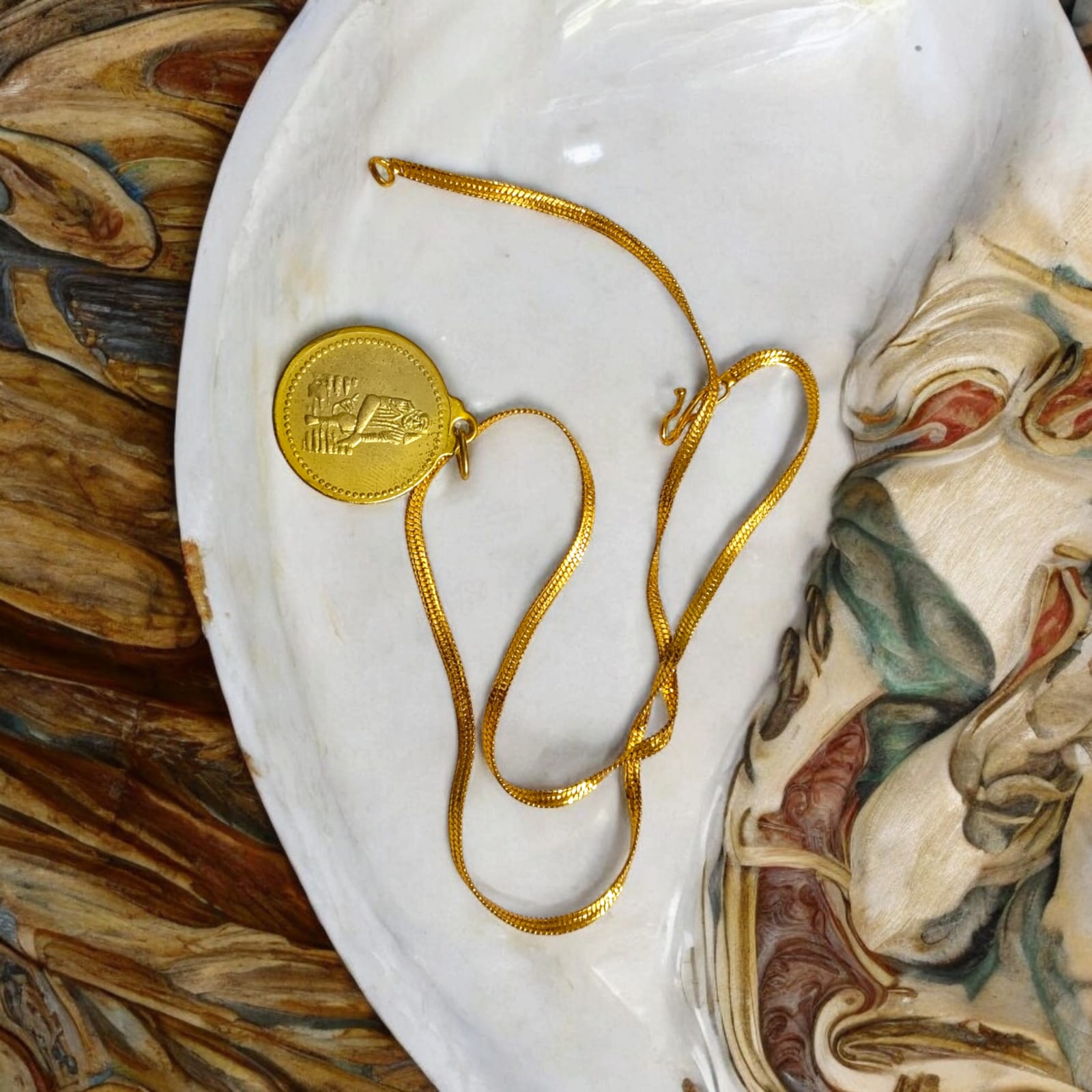 Sai Yantra in Brass Locket with Chain featuring Shirdi Sai Baba from Timeshopee